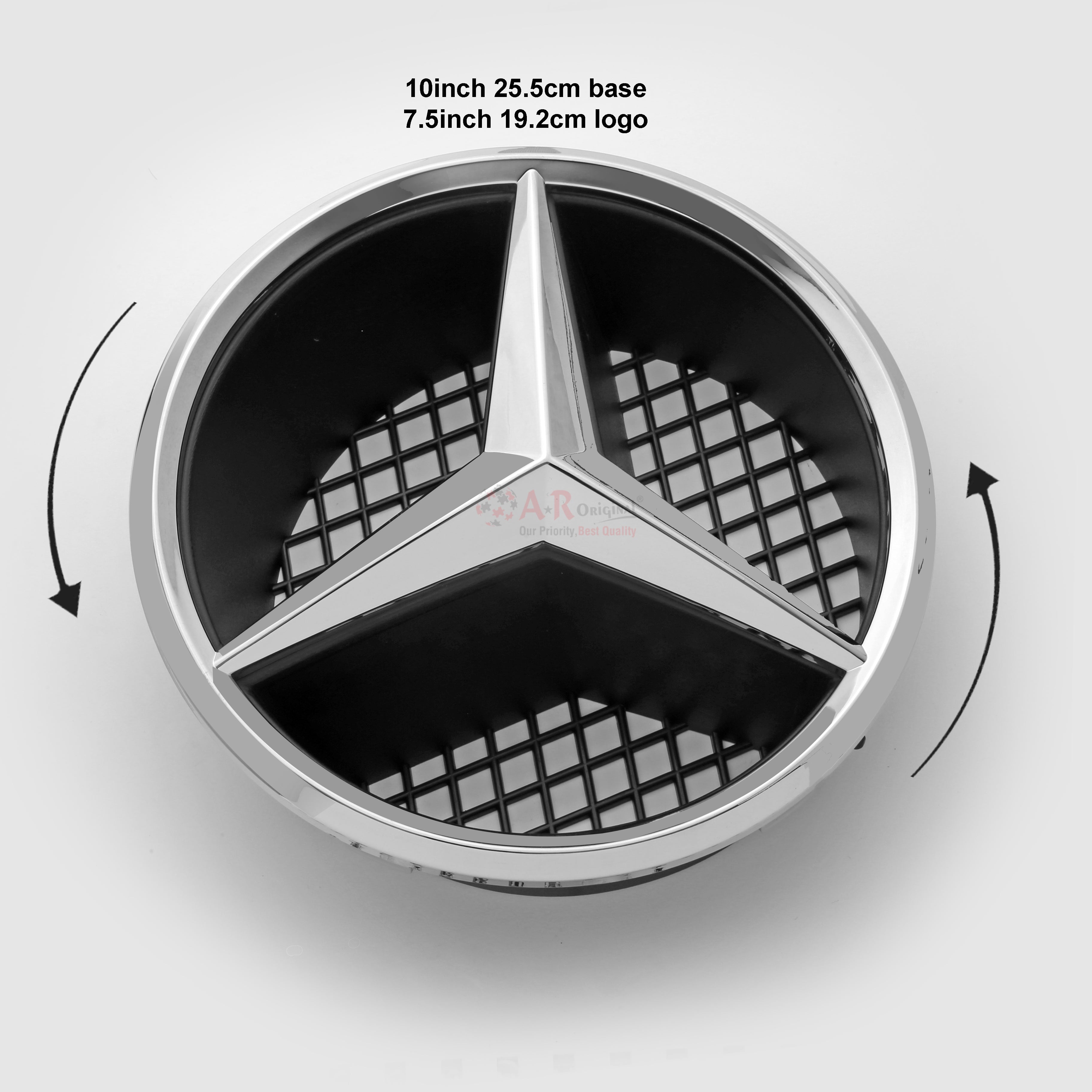 Mercedes Logo #W204 Front Grill Black 10inch,25.5cm base size-7.5inch,19.2cm logo size Chrome IP Badge