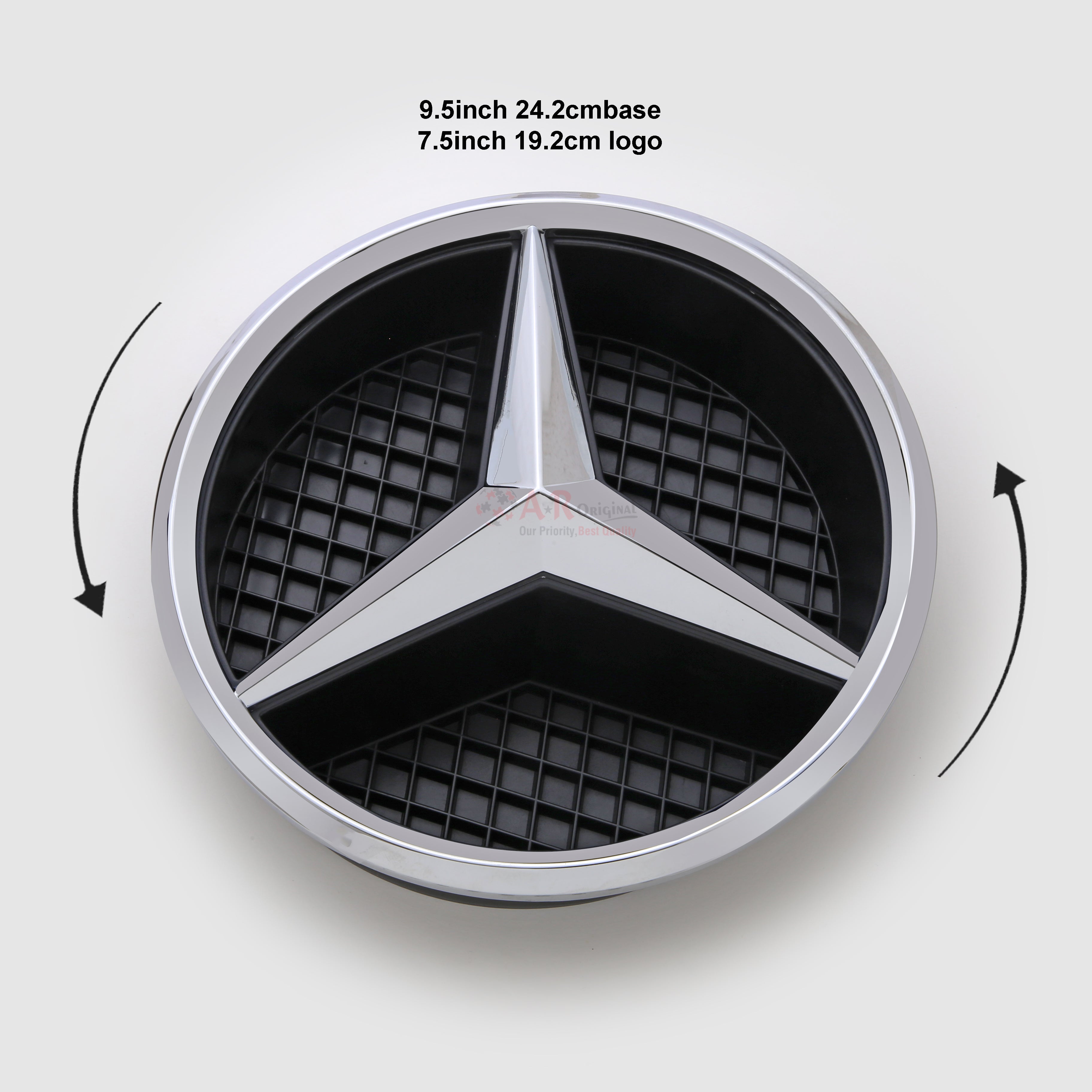 Mercedes Logo #W205 Front Grill Black 9.5inch,24cm base size-7.5inch,19cm logo size Chrome IP Badge