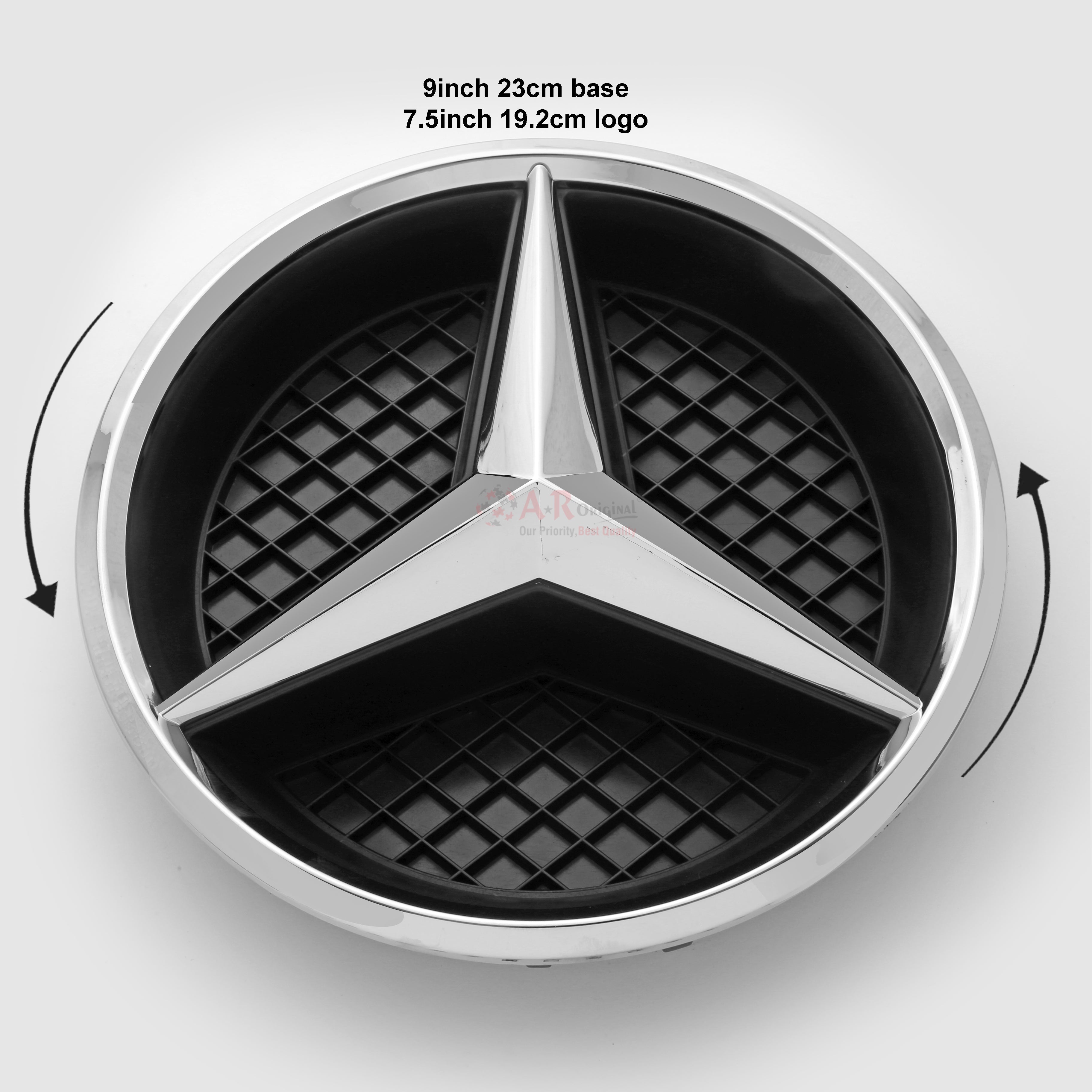 Mercedes Logo #W213 Front Grill Black 9inch,23cm base size- 7.5inch,19.2cm logo size Chrome IP Badge