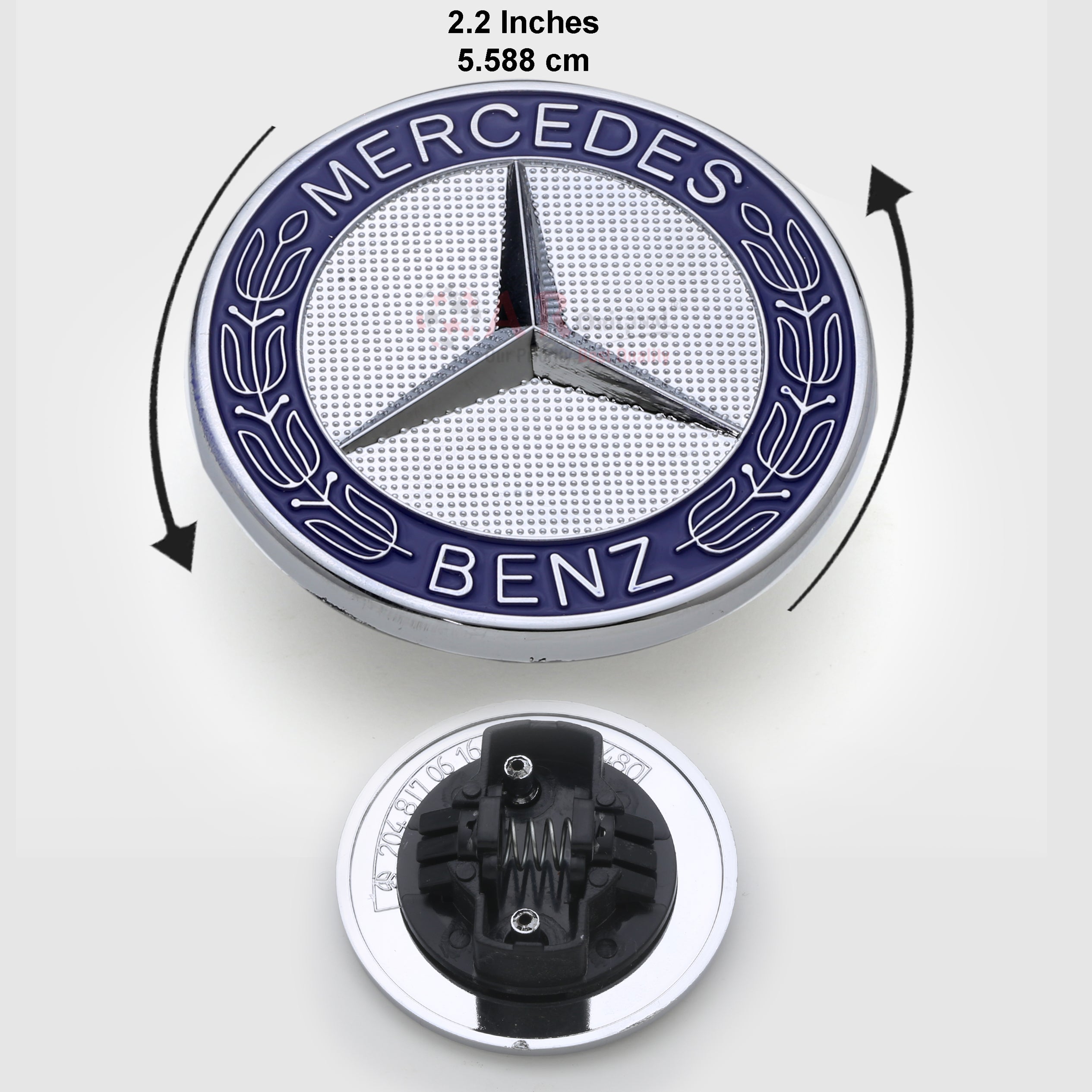 Merecedes Benz Logo 2.6inch-6cm IP Chrome Blue Badge