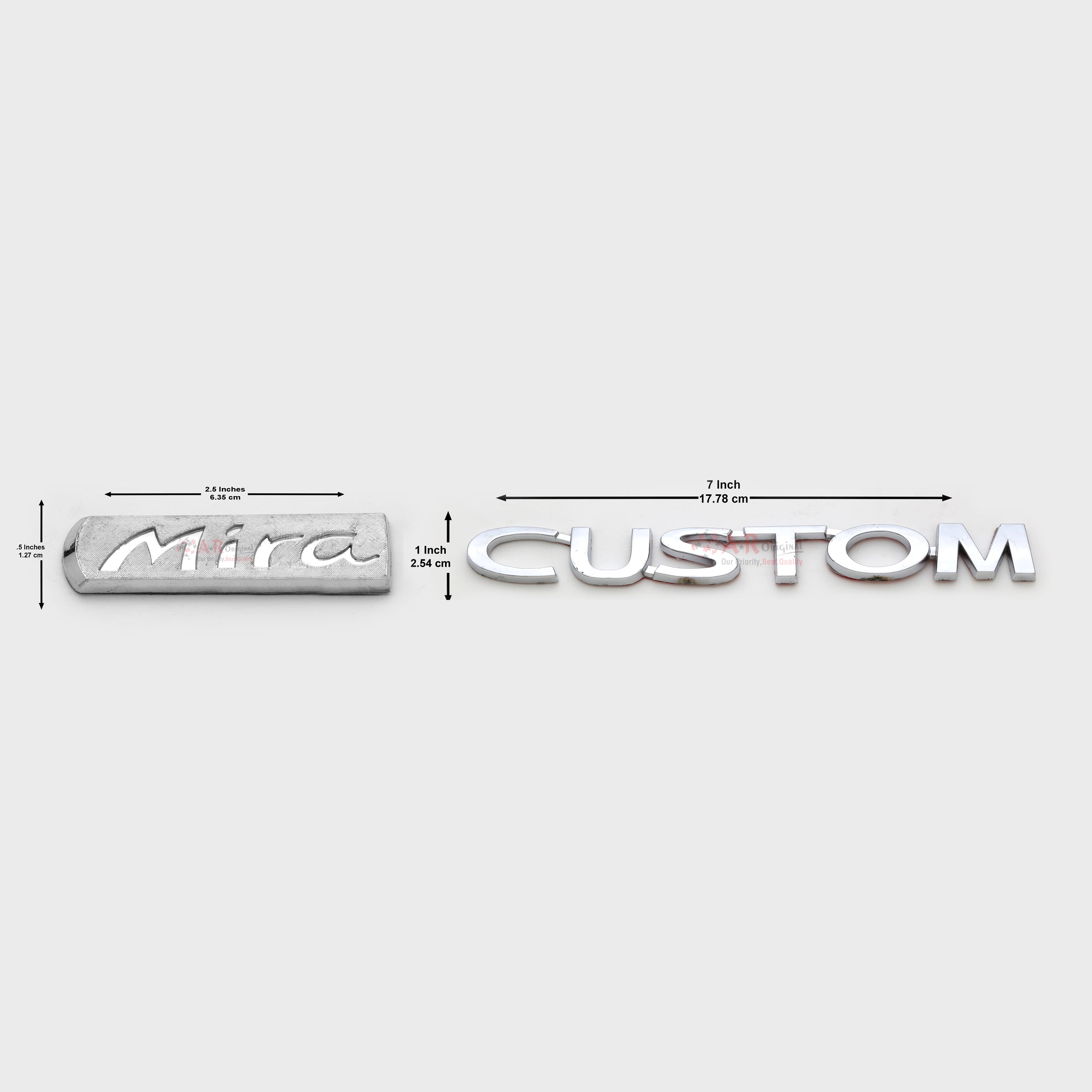Mira Custom Emblem 1x2.5x7inch-2.5x6x17.5cm Chrome LC Badge