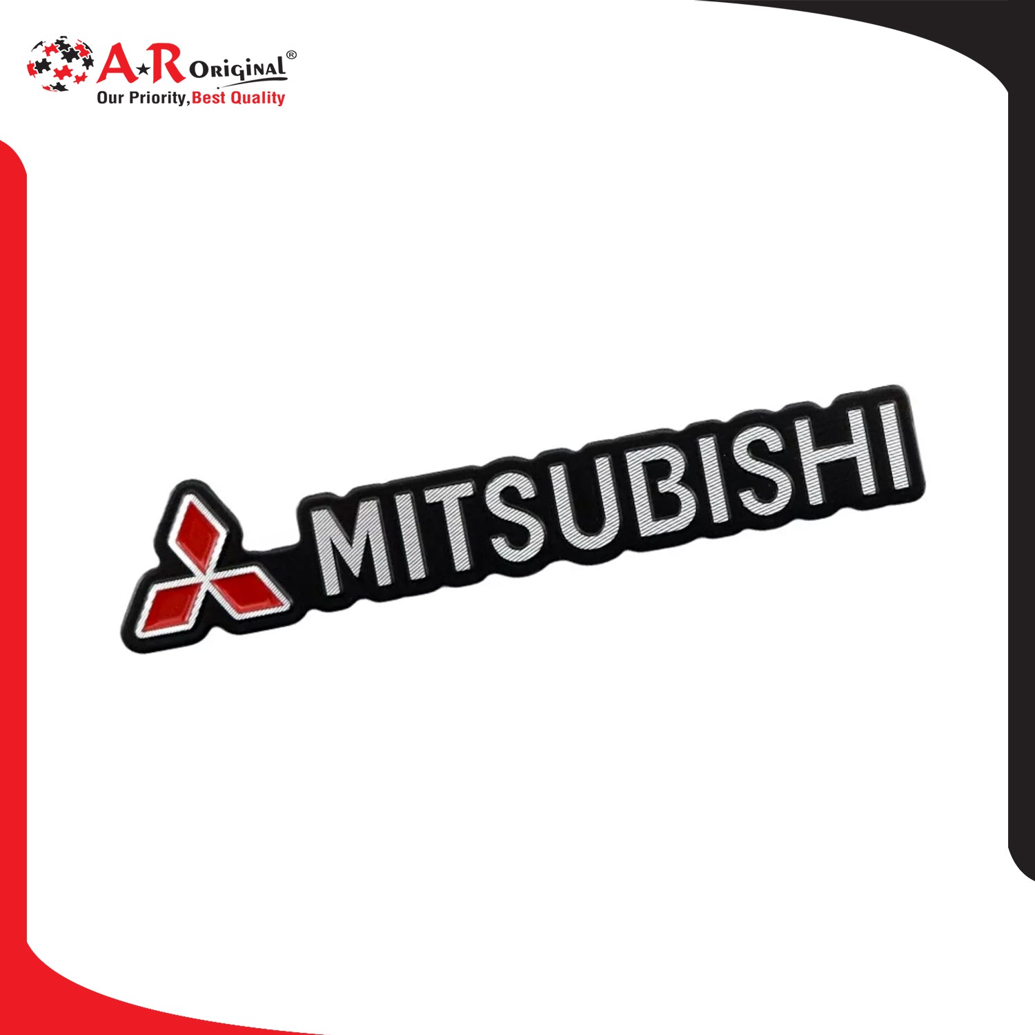Mitsubishi Emblem 1.5x9inch-4x23cm Black LC Badge