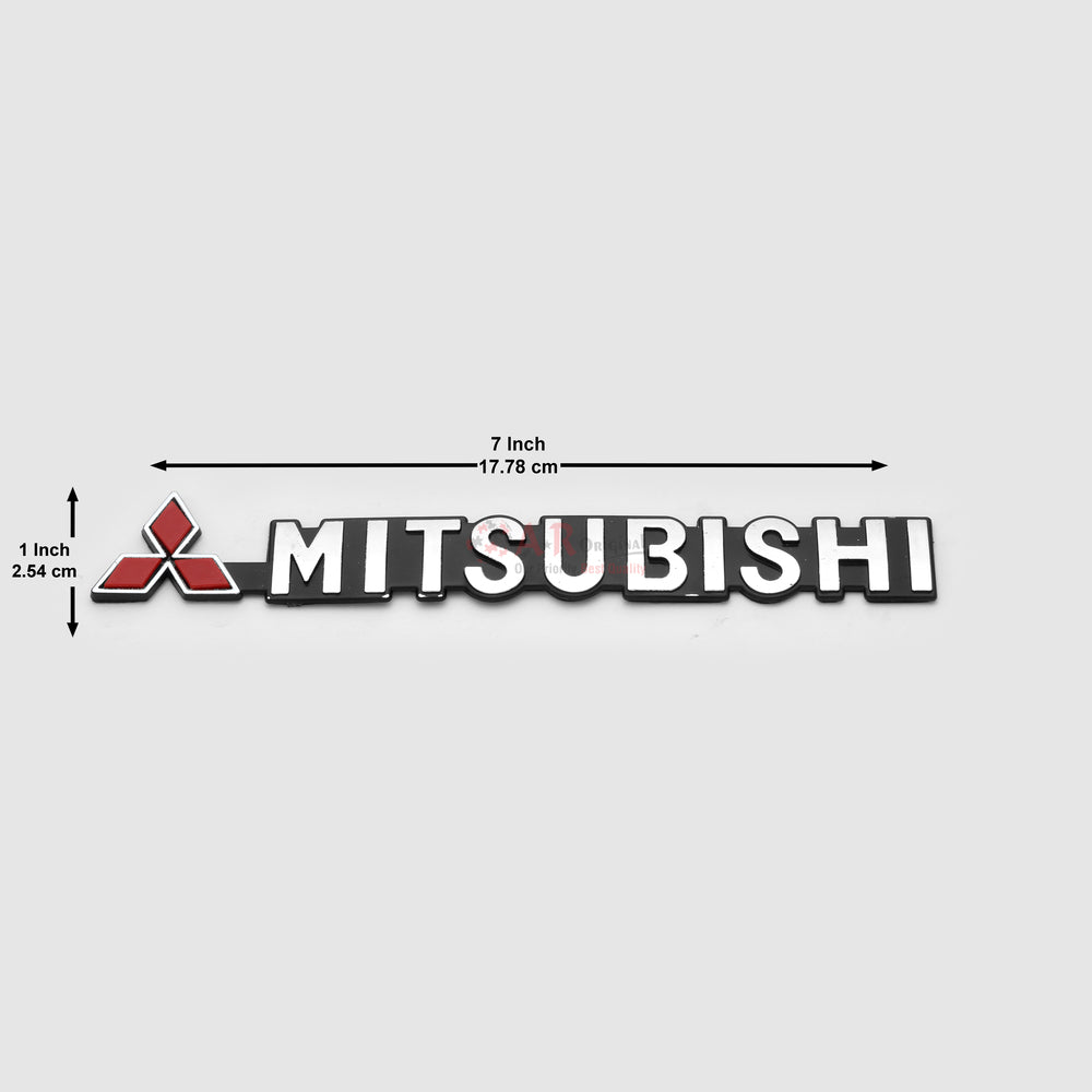 Mitsubishi Emblem Black Base Red 1x7inch-2.5x18cm Chrome IP Badge
