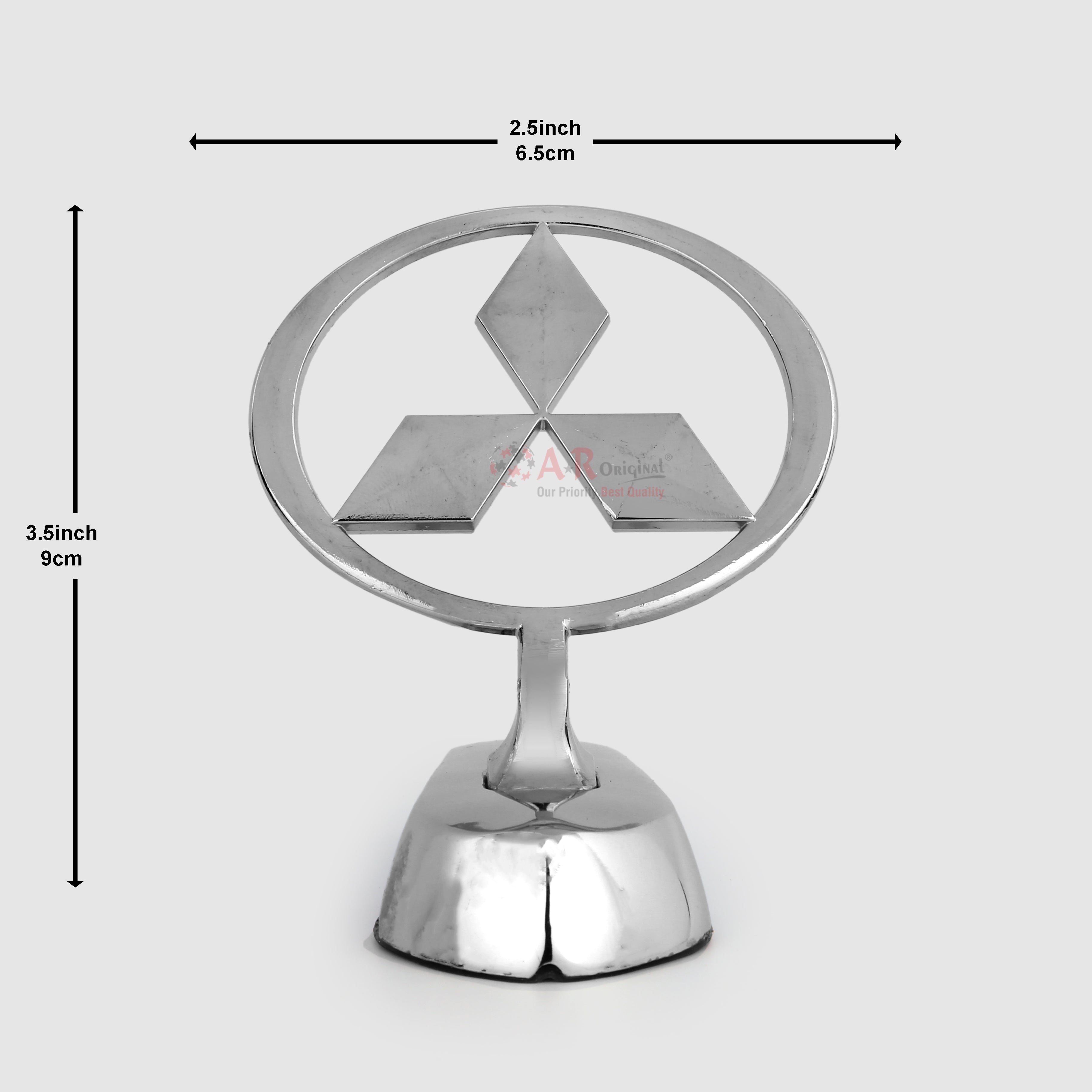 Mitsubishi Hood Logo 2.5x3.5inch-6.5x9cm Metal Bonnet Emblem Movable Heavy Chrome IP Badge
