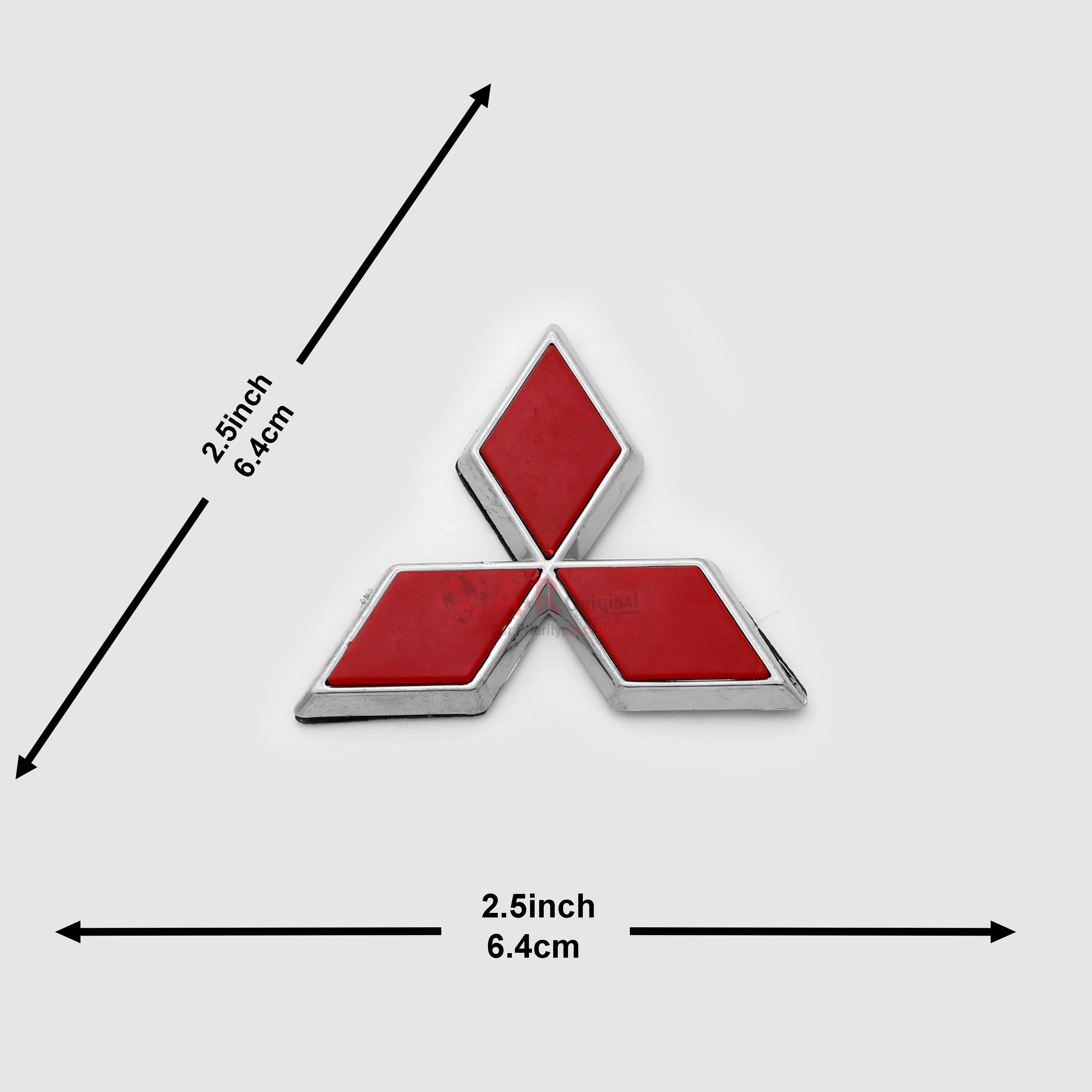 Mitsubishi Logo 2.5inch-6.5cm Red Chrome IP Badge