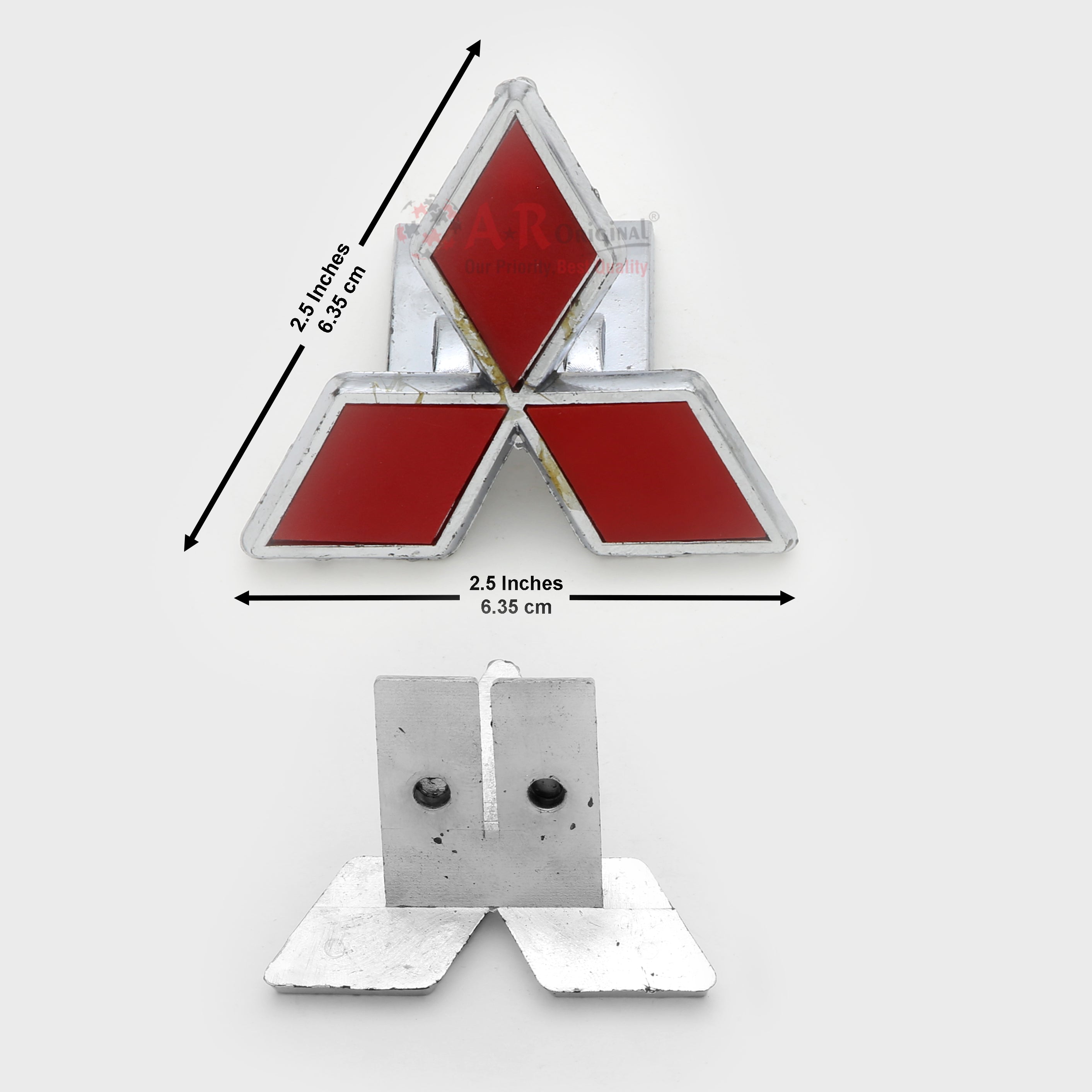 Mitsubishi Logo Clip Fit Medium Red 2.5inch-6cm Chrome LC Badge