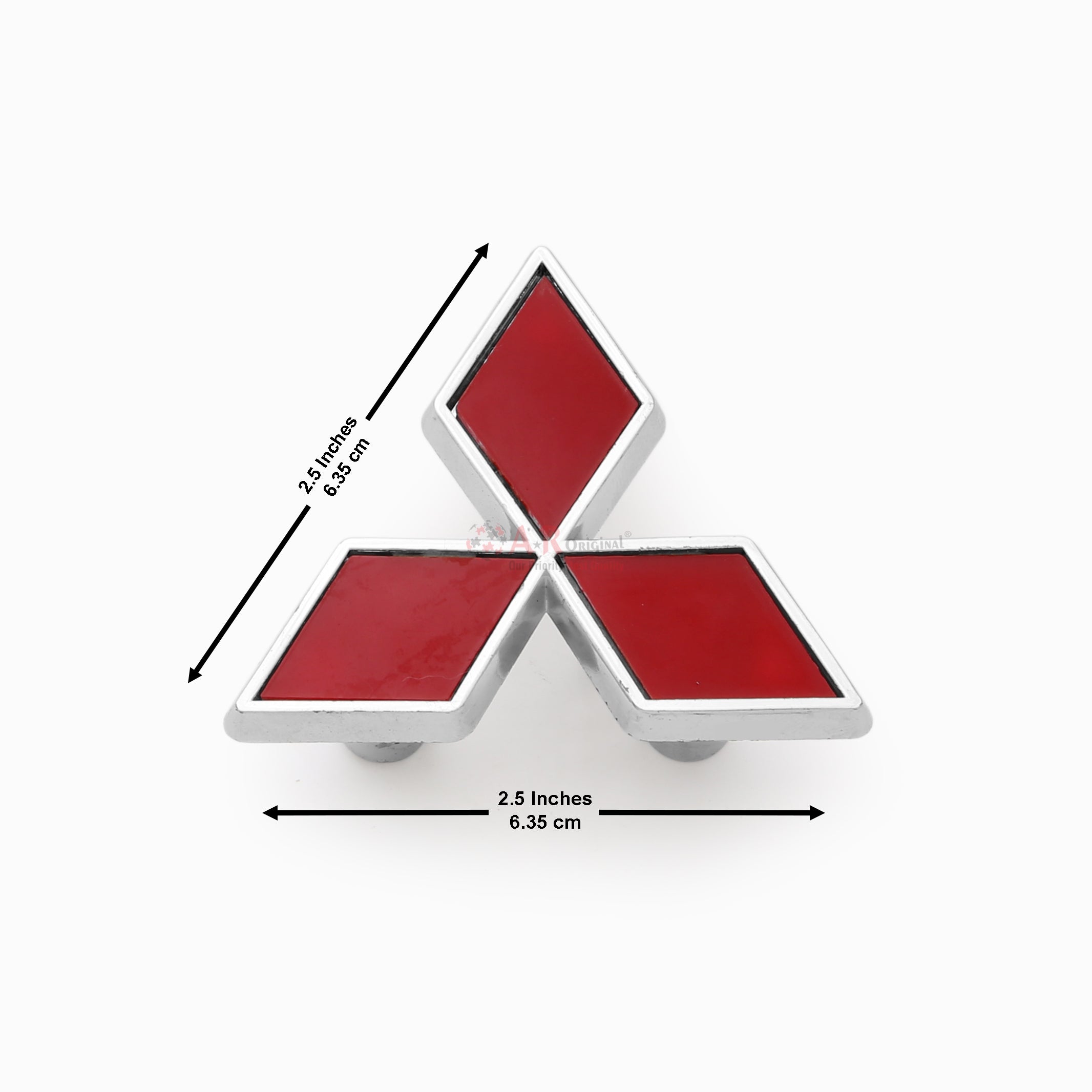 Mitsubishi Logo Screw Fit Medium Red 2.5inch-6cm Chrome LC Badge