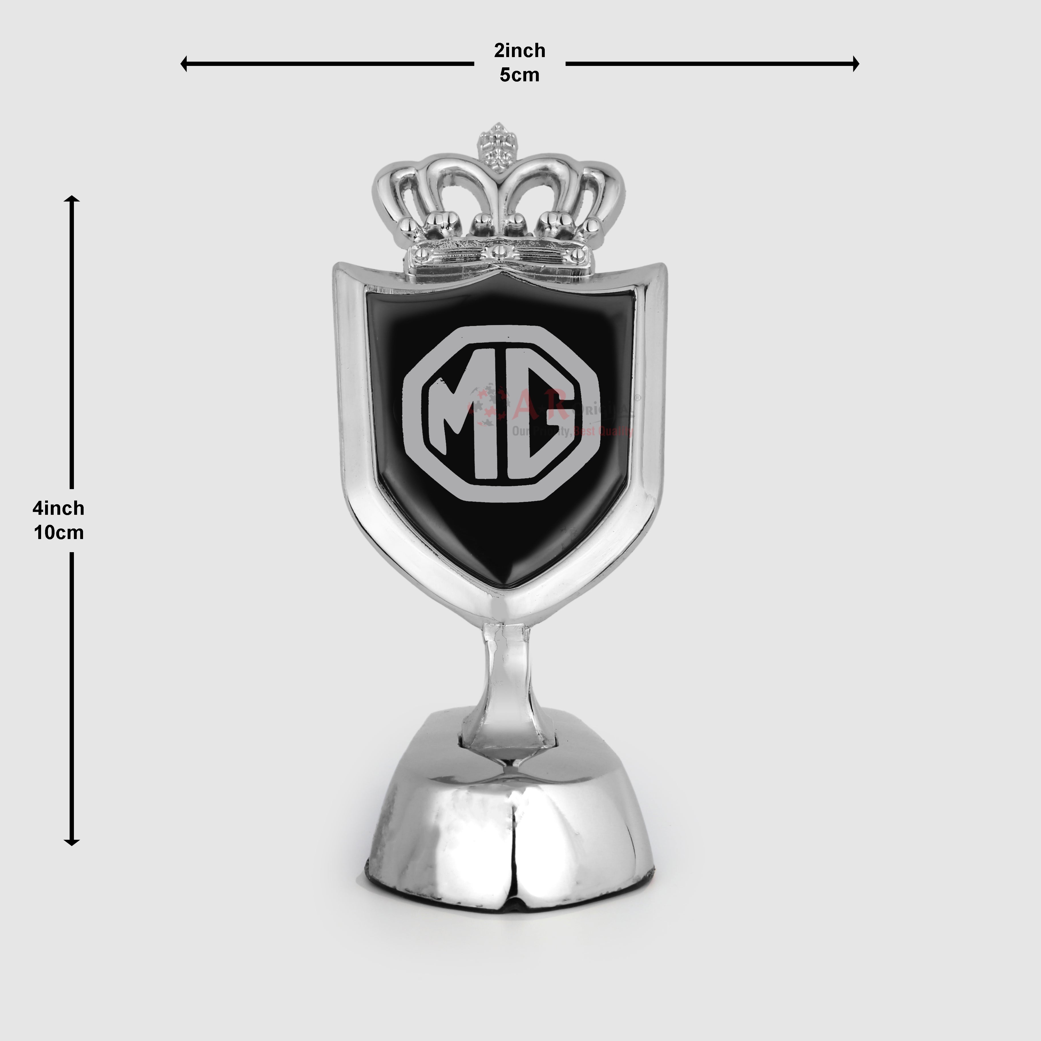 Morris Garage MG Crown Hood Logo 2x4inch-5x10cm Metal Bonnet Emblem Movable Heavy Black Chrome IP Badge