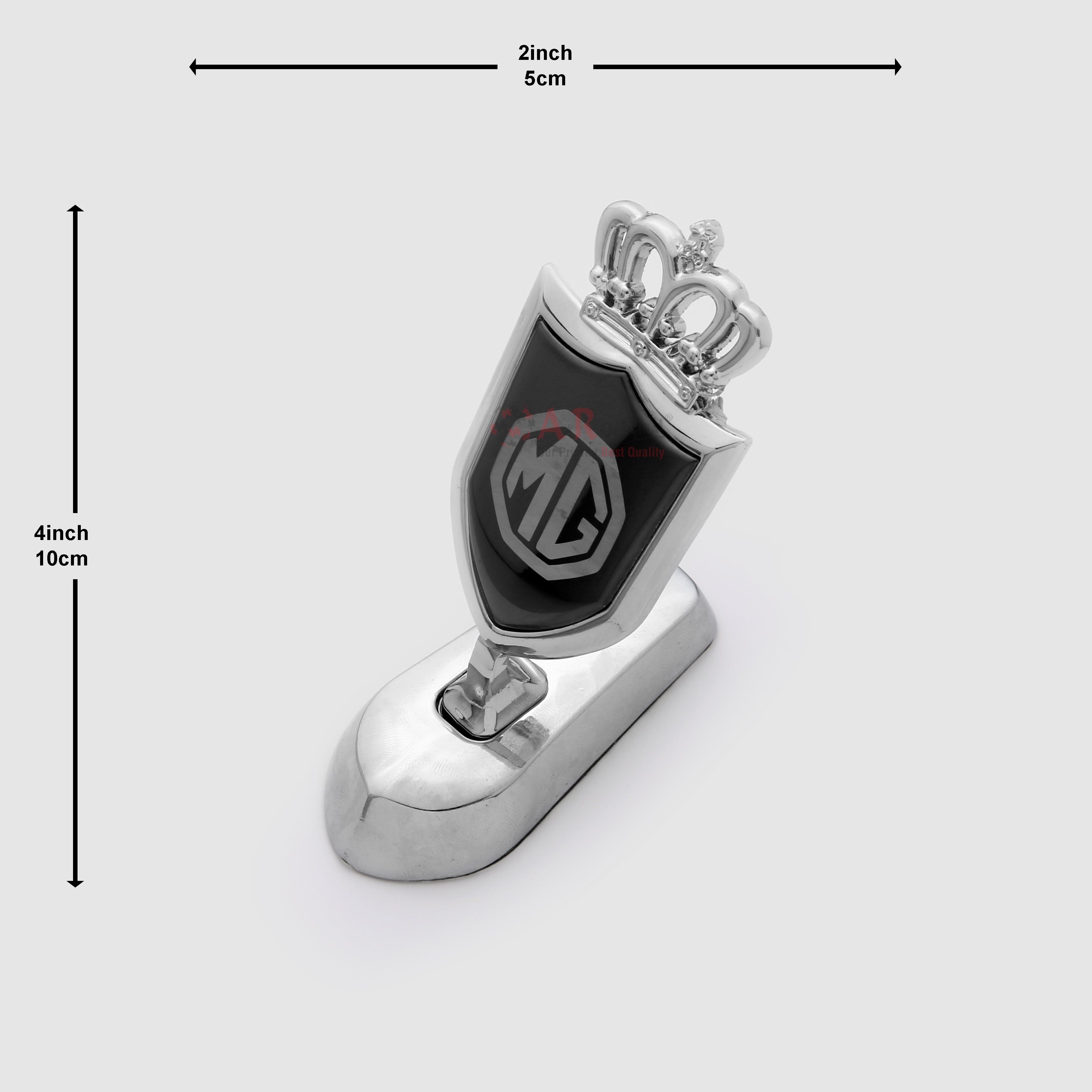 Morris Garage MG Crown Hood Logo 2x4inch-5x10cm Metal Bonnet Emblem Movable Heavy Black Chrome IP Badge