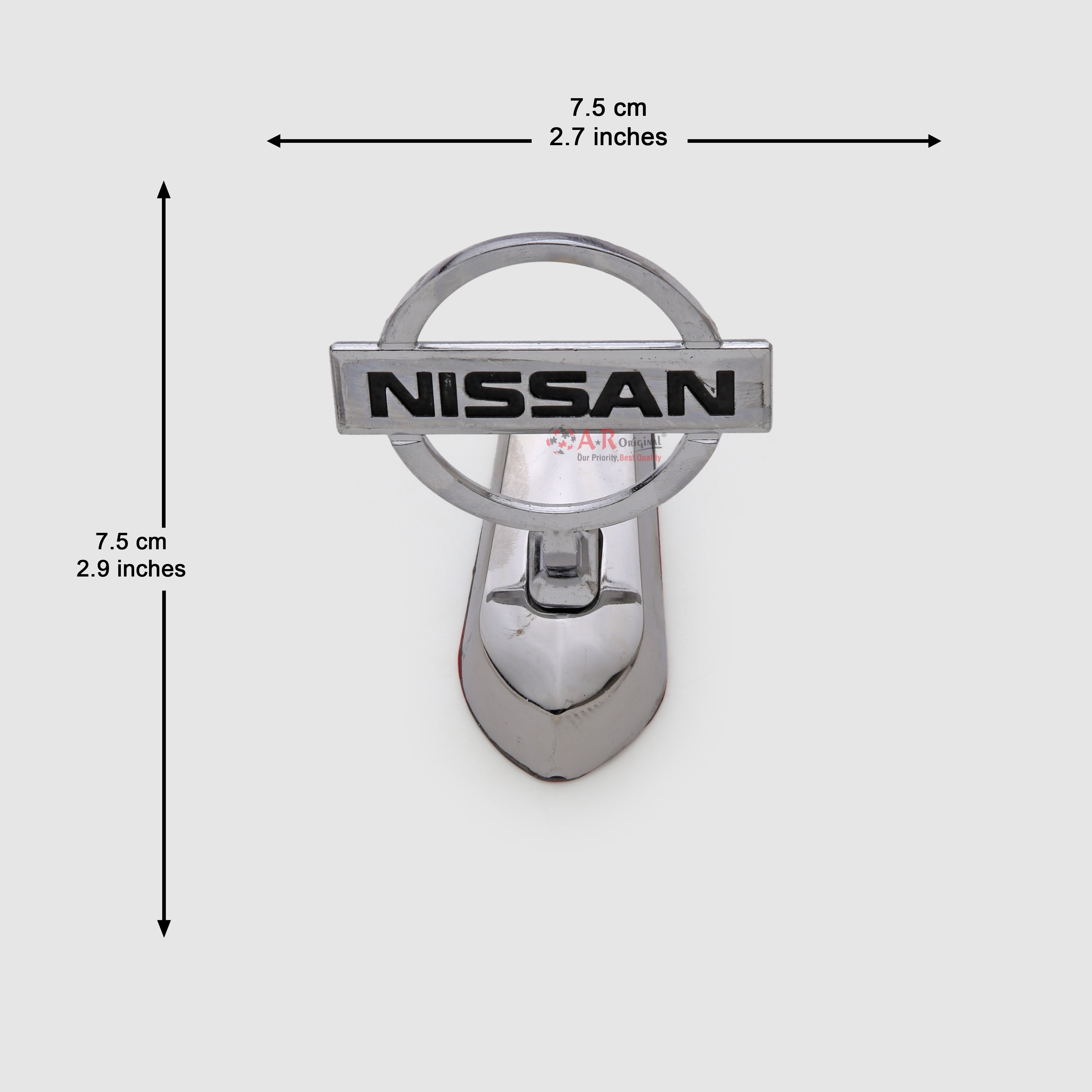 Nissan Hood Logo #1-3x3inch-7.5x7.5cm Metal Bonnet Emblem Movable Heavy Chrome IP Badge