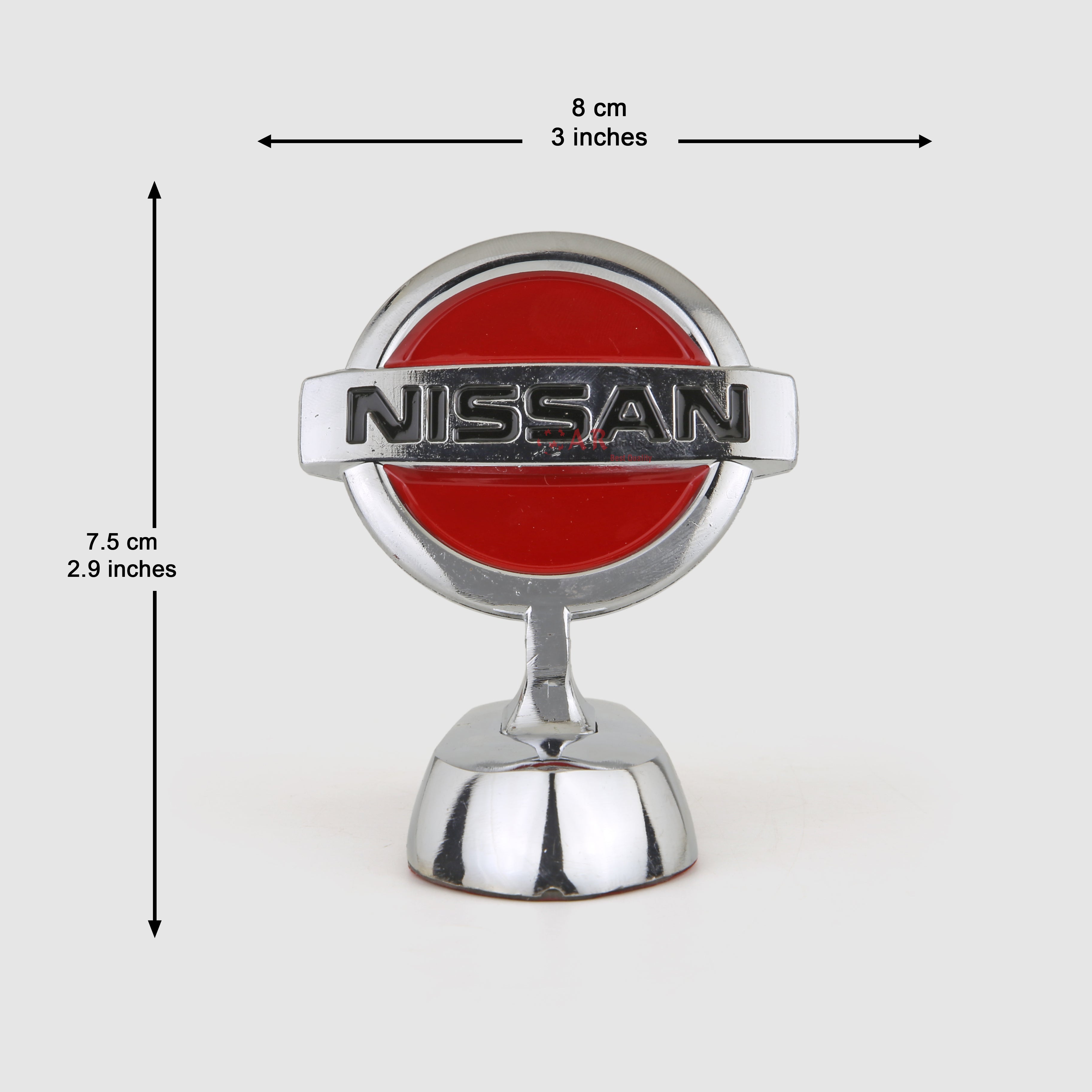 Nissan Hood Logo #1-3x3inch-7.5x7.5cm Metal Bonnet Emblem Movable Heavy Chrome Red IP Badge