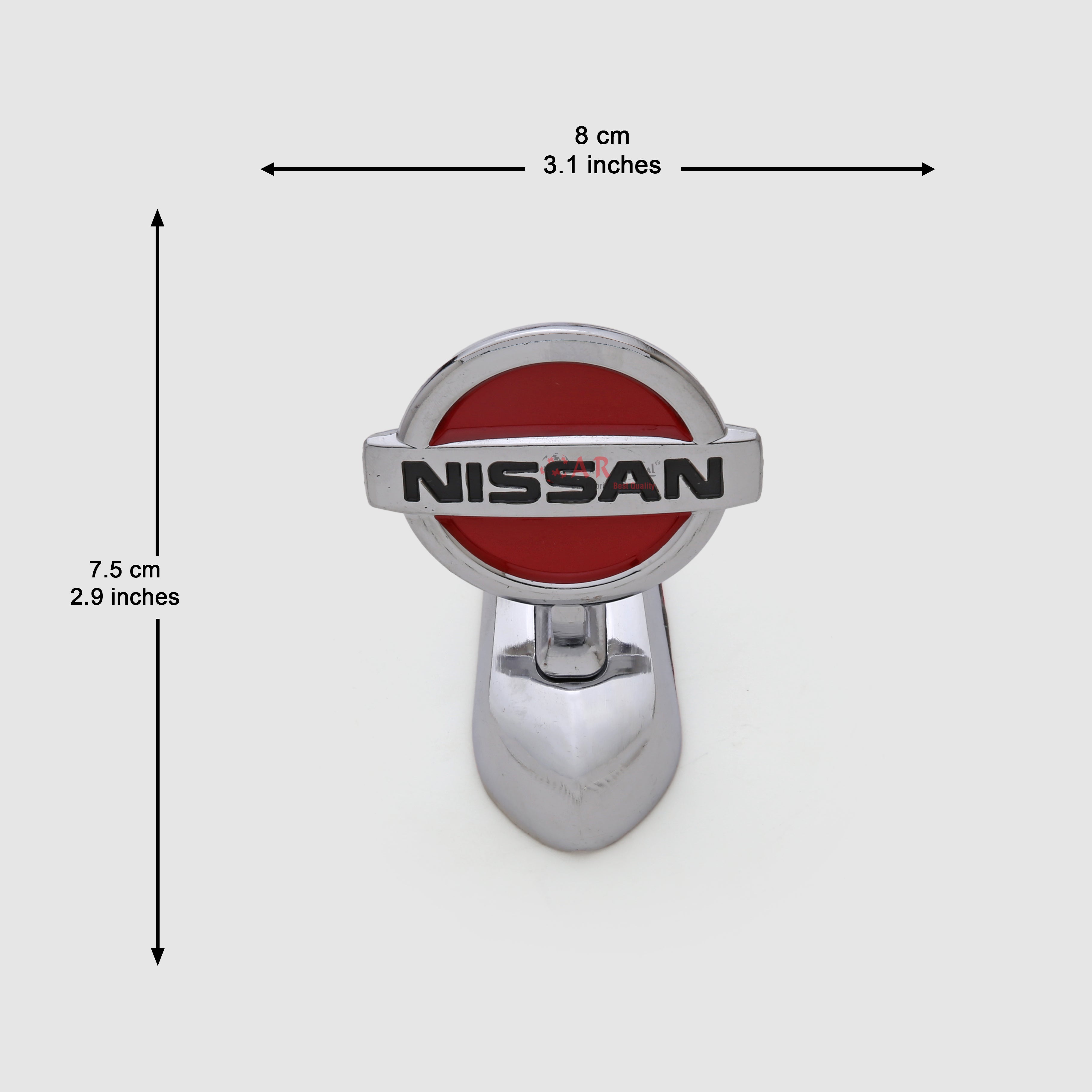 Nissan Hood Logo #1-3x3inch-7.5x7.5cm Metal Bonnet Emblem Movable Heavy Chrome Red IP Badge