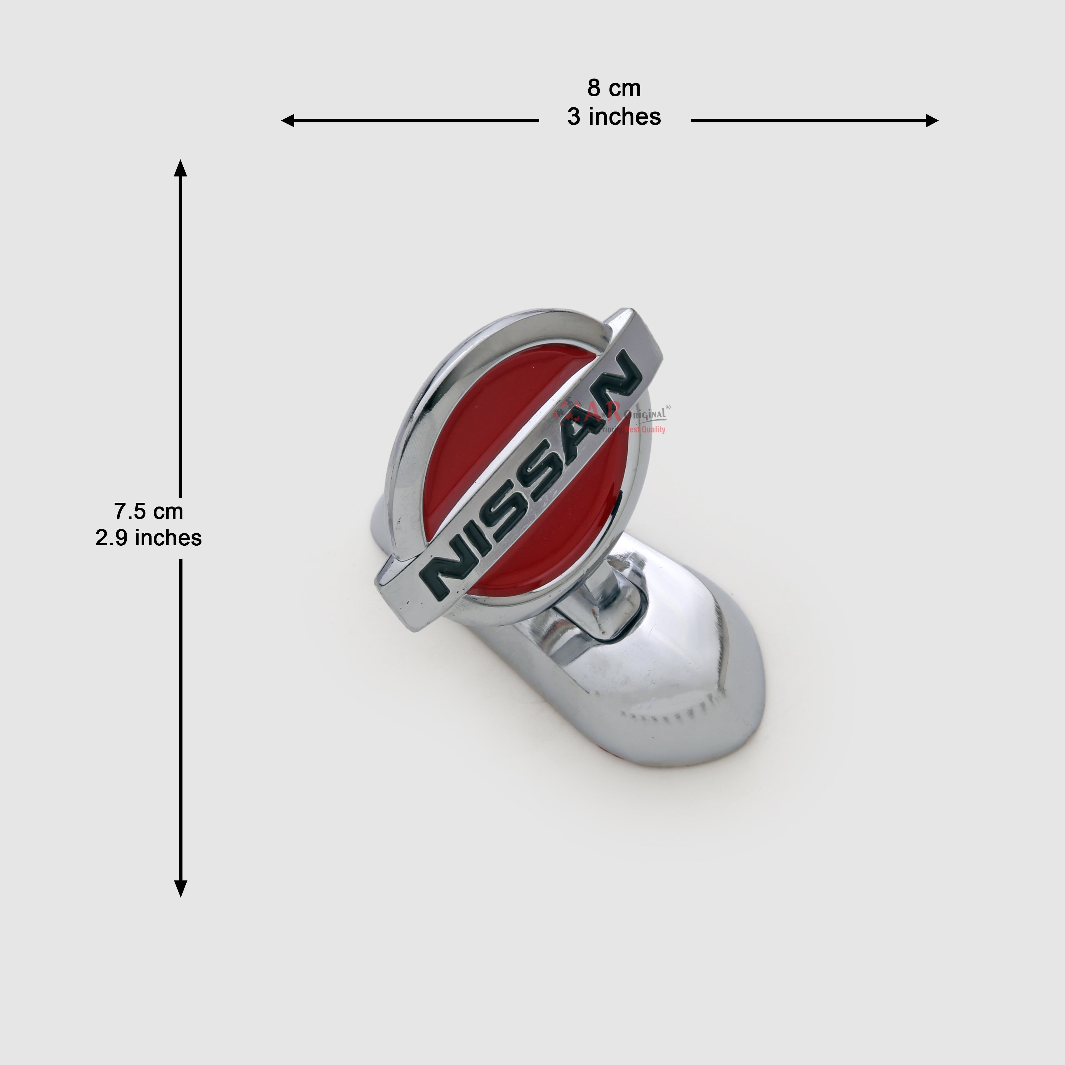 Nissan Hood Logo #1-3x3inch-7.5x7.5cm Metal Bonnet Emblem Movable Heavy Chrome Red IP Badge