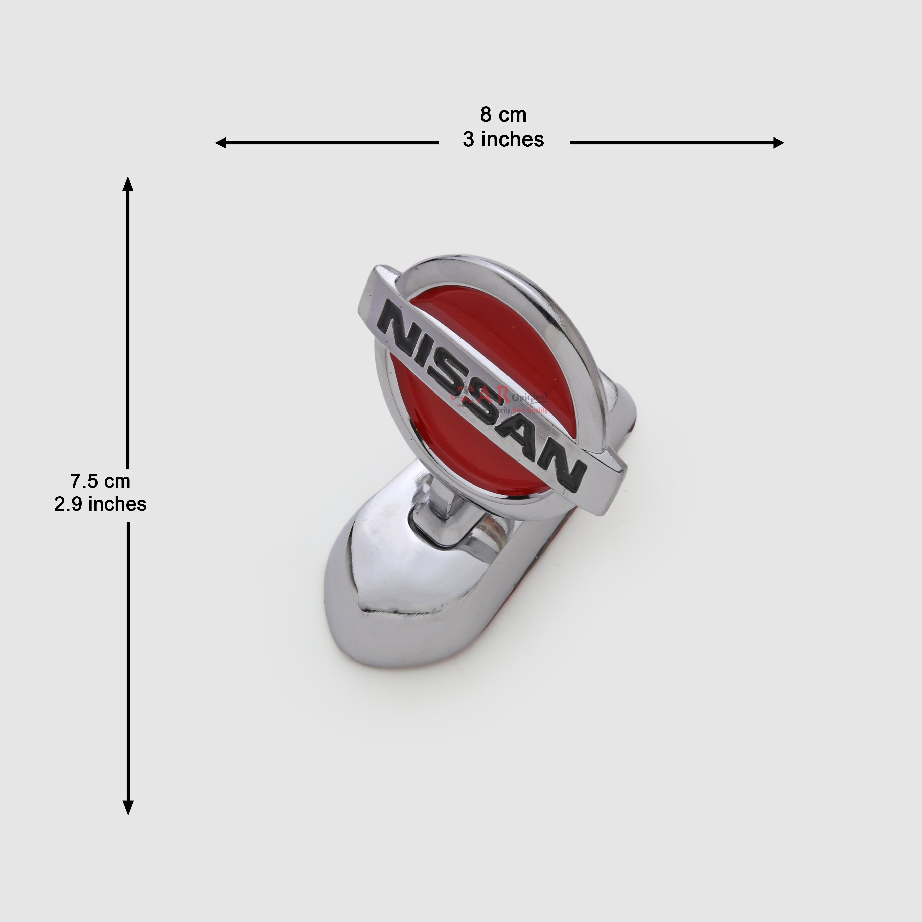 Nissan Hood Logo #1-3x3inch-7.5x7.5cm Metal Bonnet Emblem Movable Heavy Chrome Red IP Badge