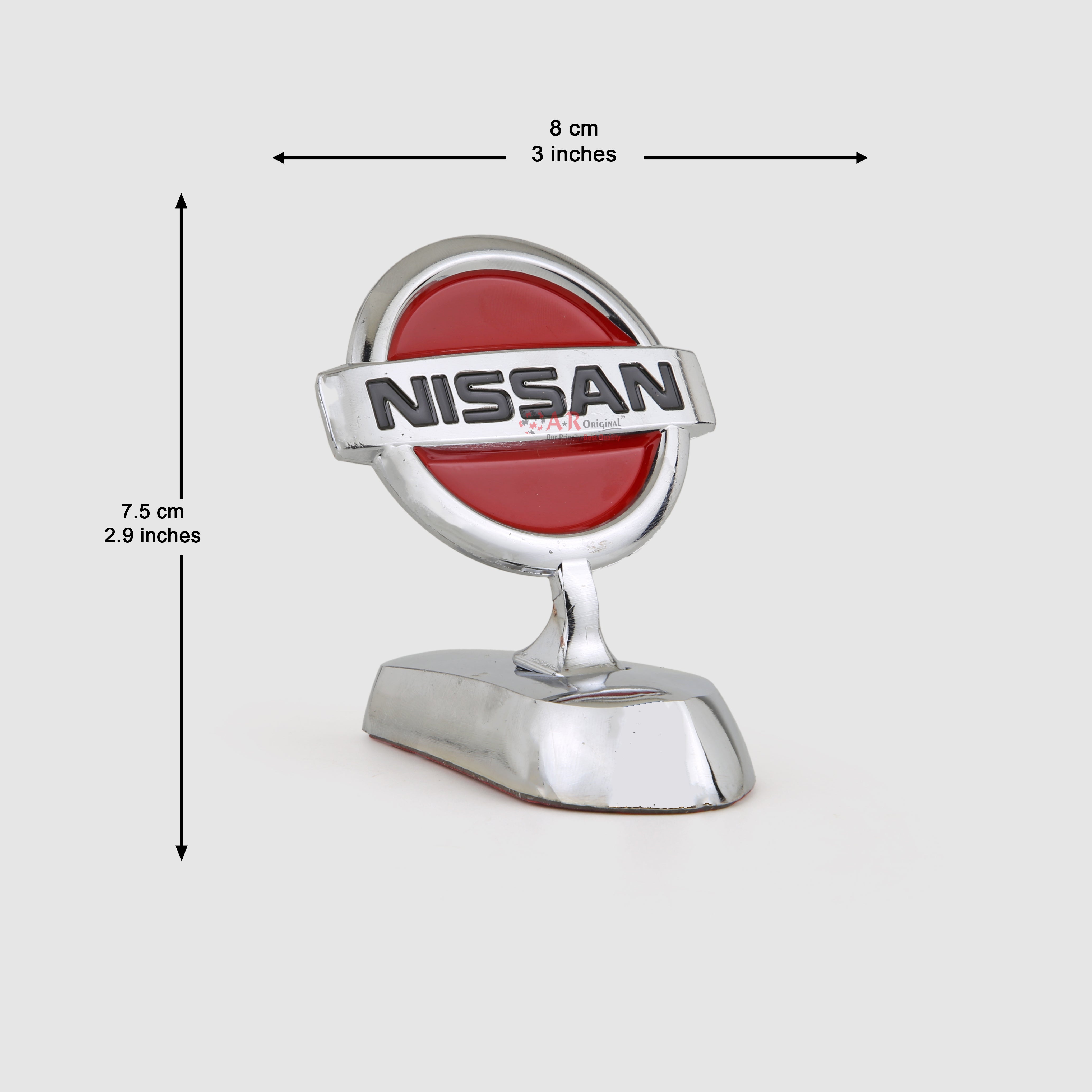 Nissan Hood Logo #1-3x3inch-7.5x7.5cm Metal Bonnet Emblem Movable Heavy Chrome Red IP Badge