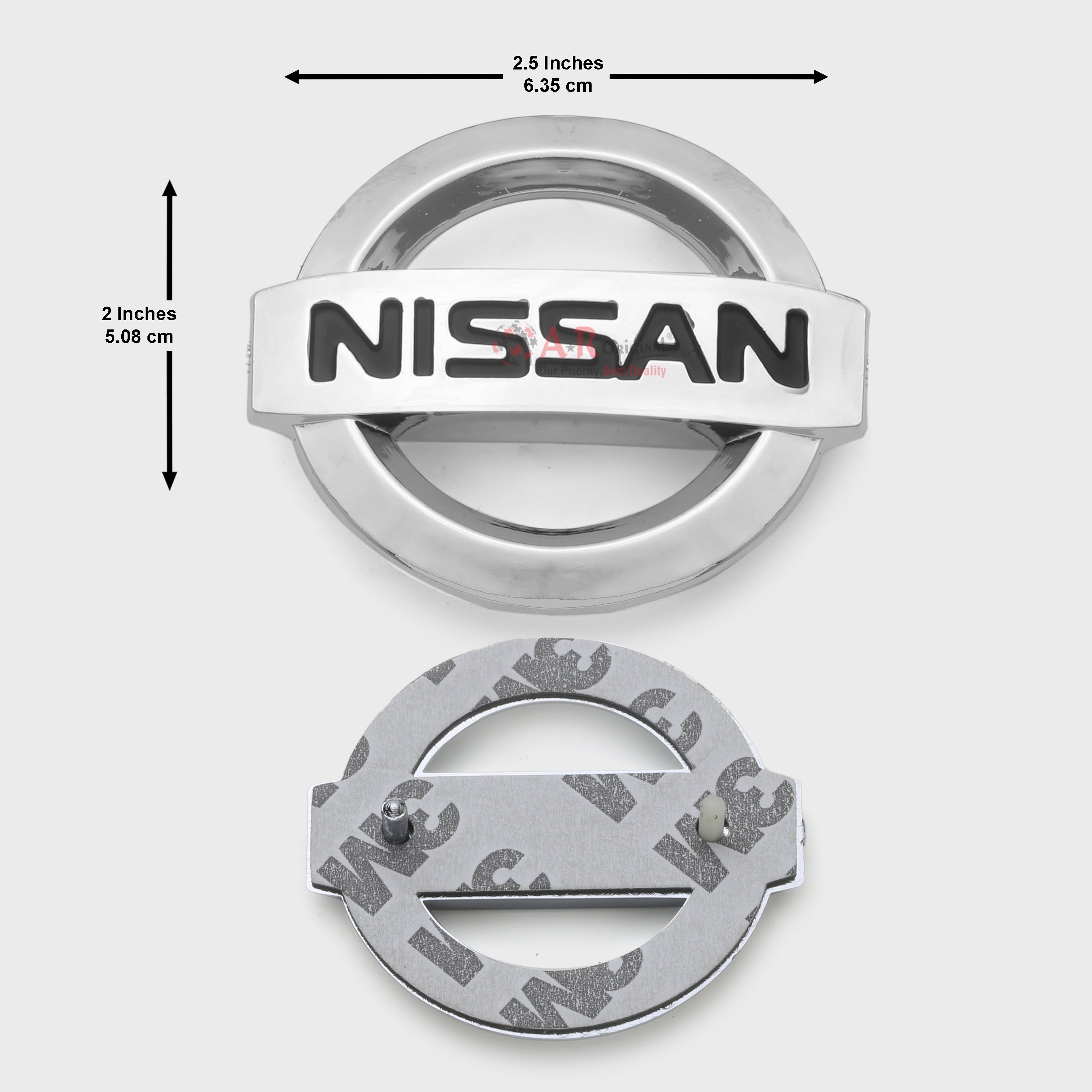 Nissan Logo 2x2.5inch-5x6cm Steering Size Chrome IP Badge