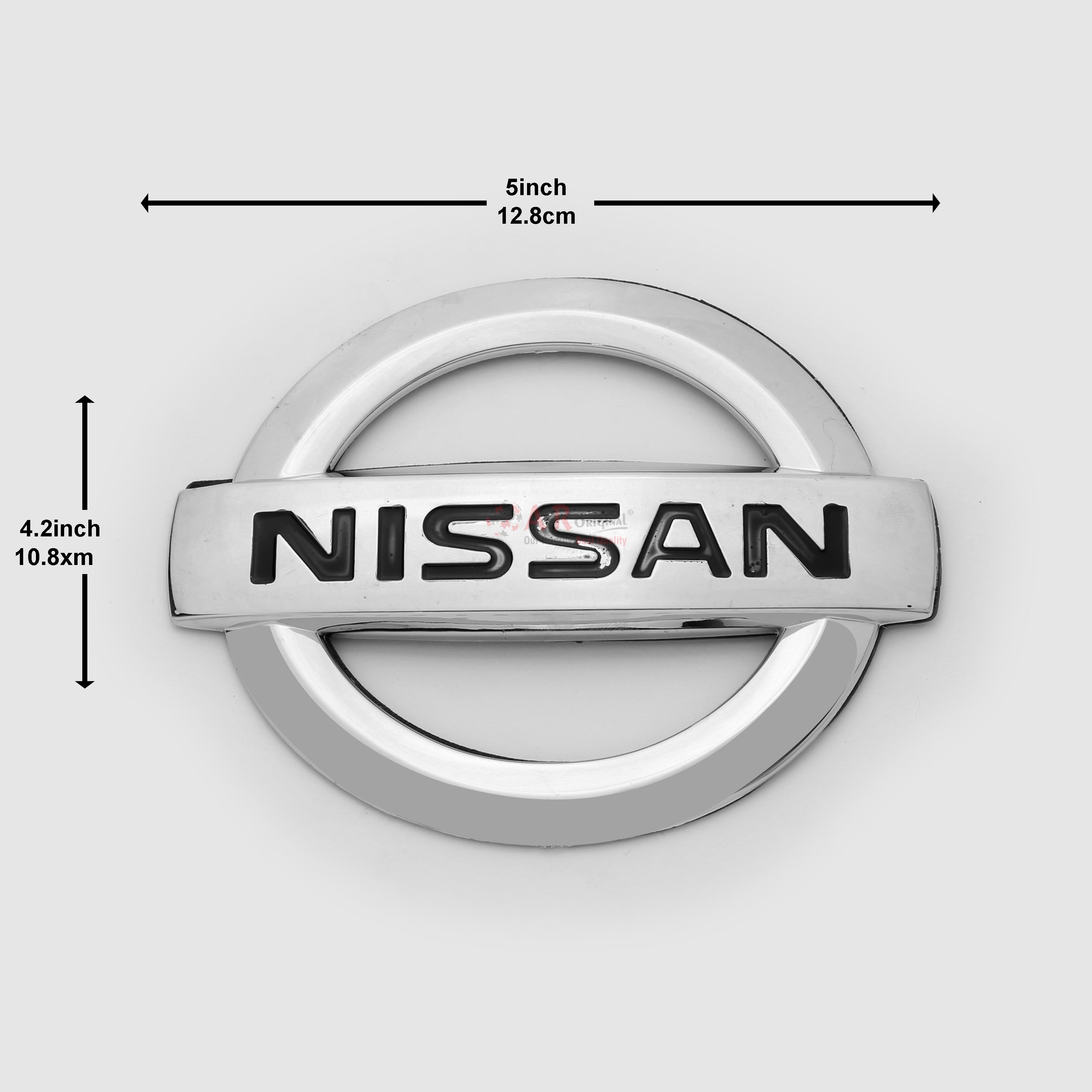 Nissan Logo 4.2x5inch-10.5x12.5 cm Chrome IP Badge