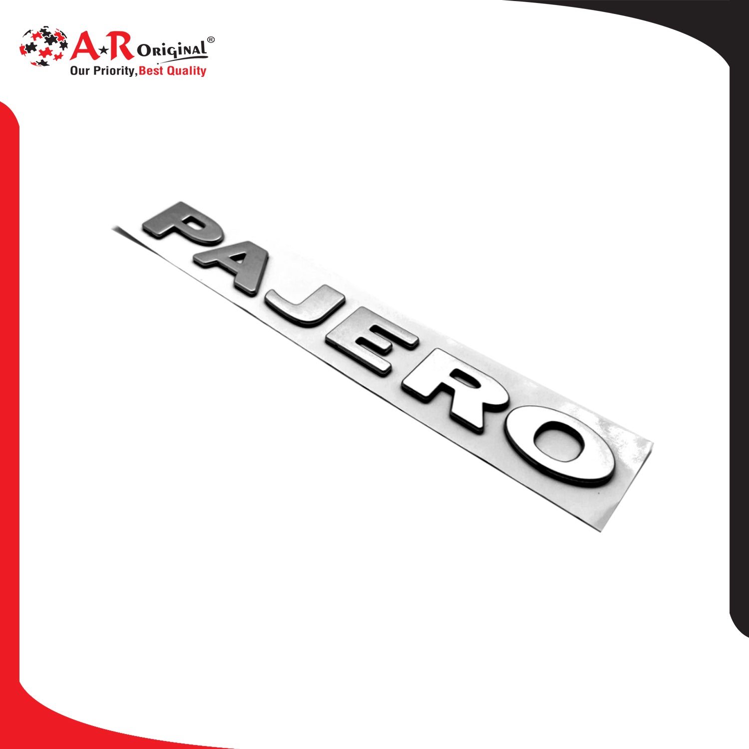 Pajero Emblem Separate Alpha 1x7inch-2.5x18cm Silver IP Badge