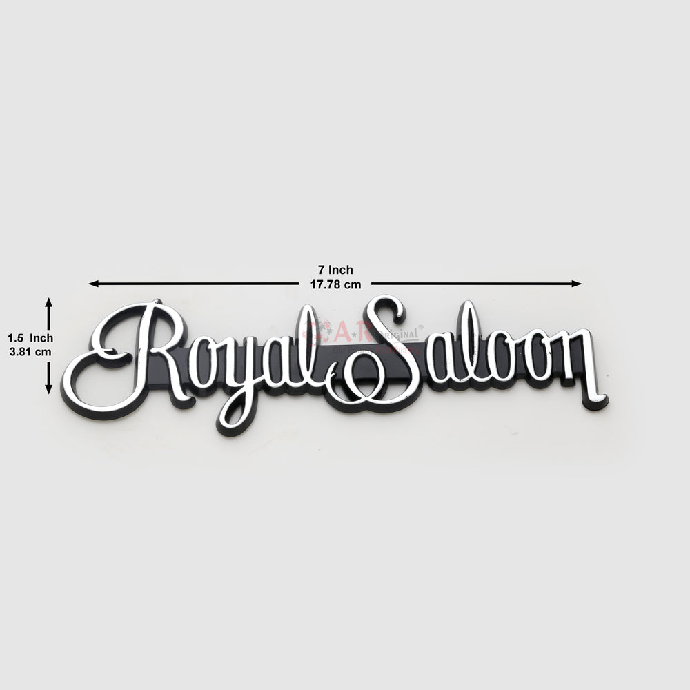 Royal Saloon Emblem Crown Black Base 2x7 inch-5x18cm Chrome IP Badge