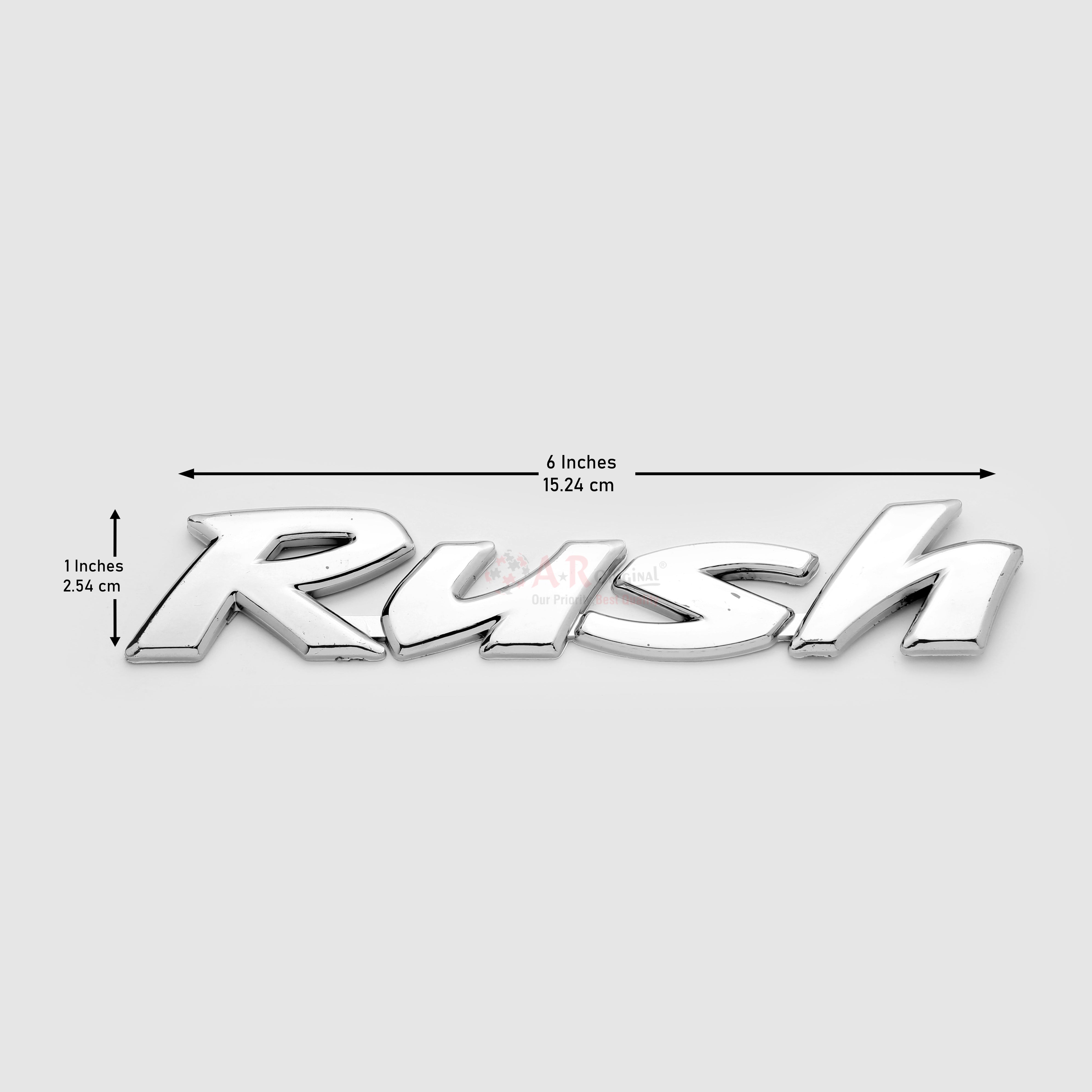 Rush Emblem 1.25x6inch-2.5x16cm Old Style Chrome LC Badge