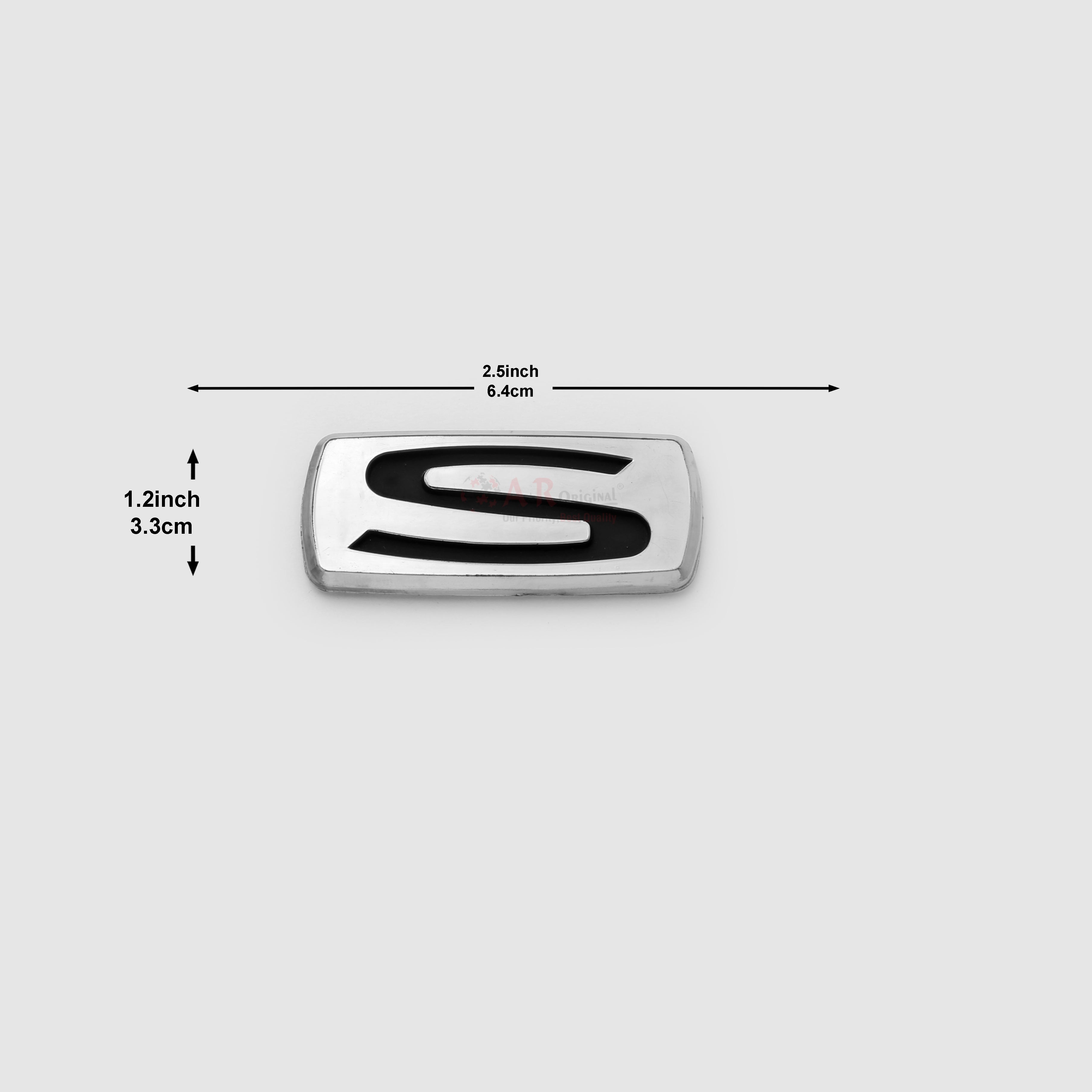 S Emblem 1.25x2.5inch-3x6cm Corolla Japanese  Black Chrome IP Badge