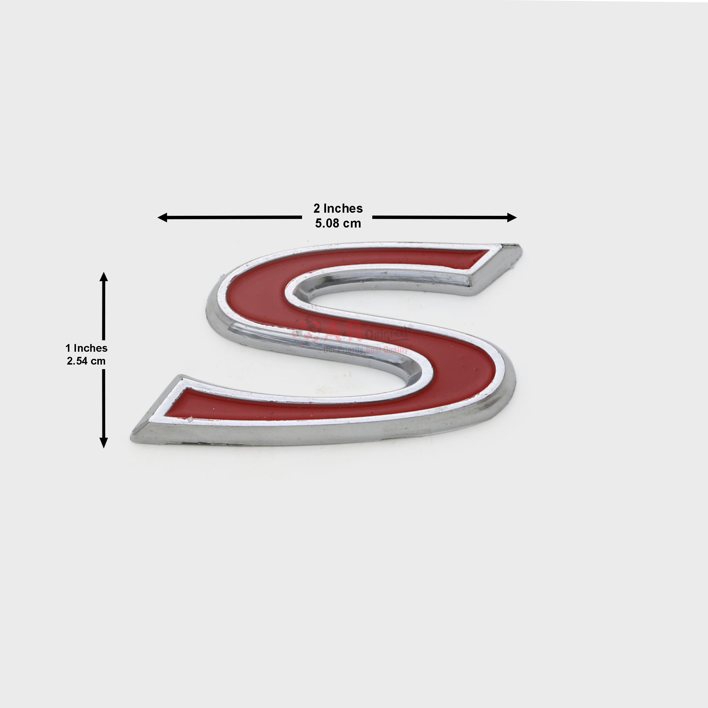 S Emblem 1x2inch-2.5x5cm Red Chrome LC Badge