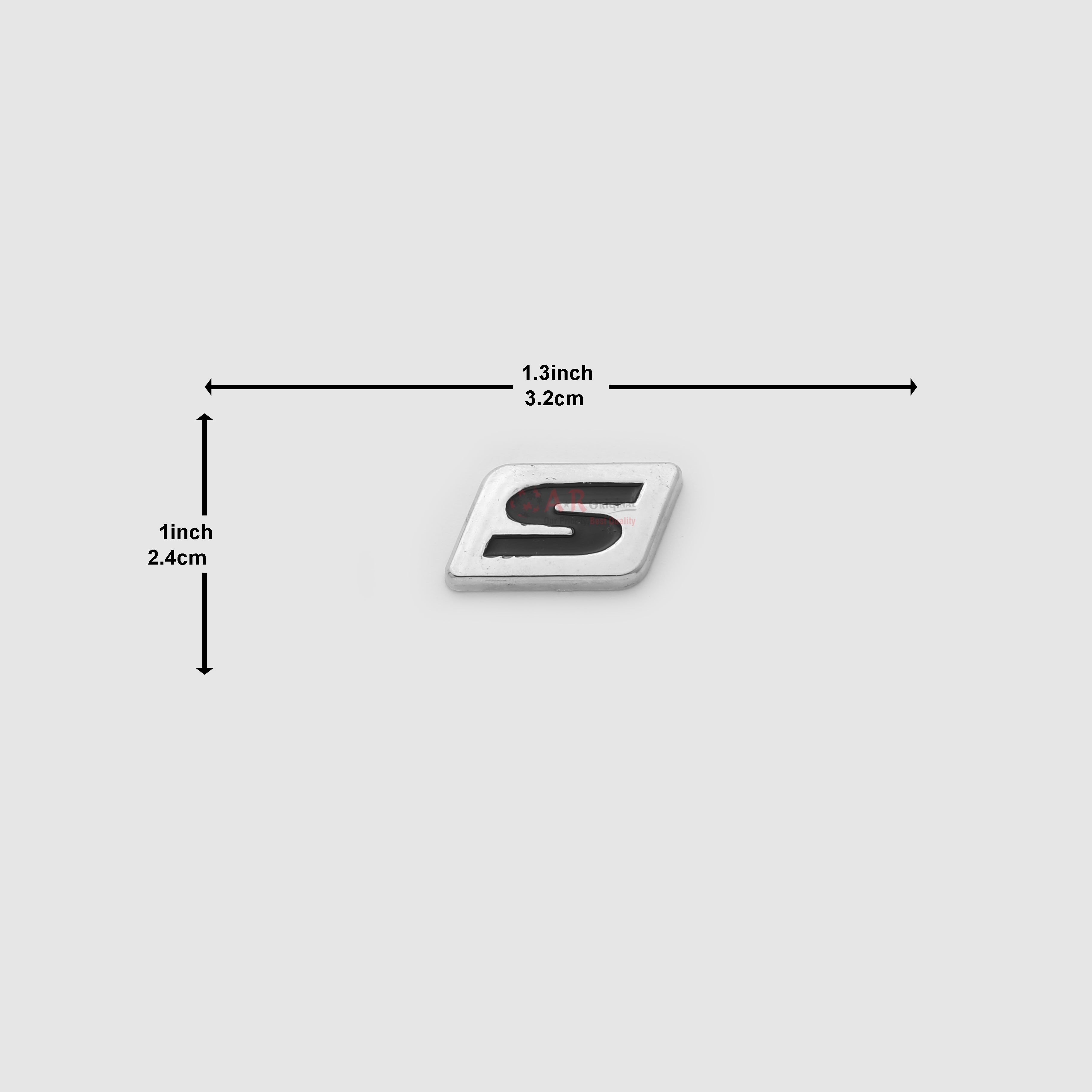 S Emblem BRV 1x1.3inch-2x3cm Black Chrome LC Badge