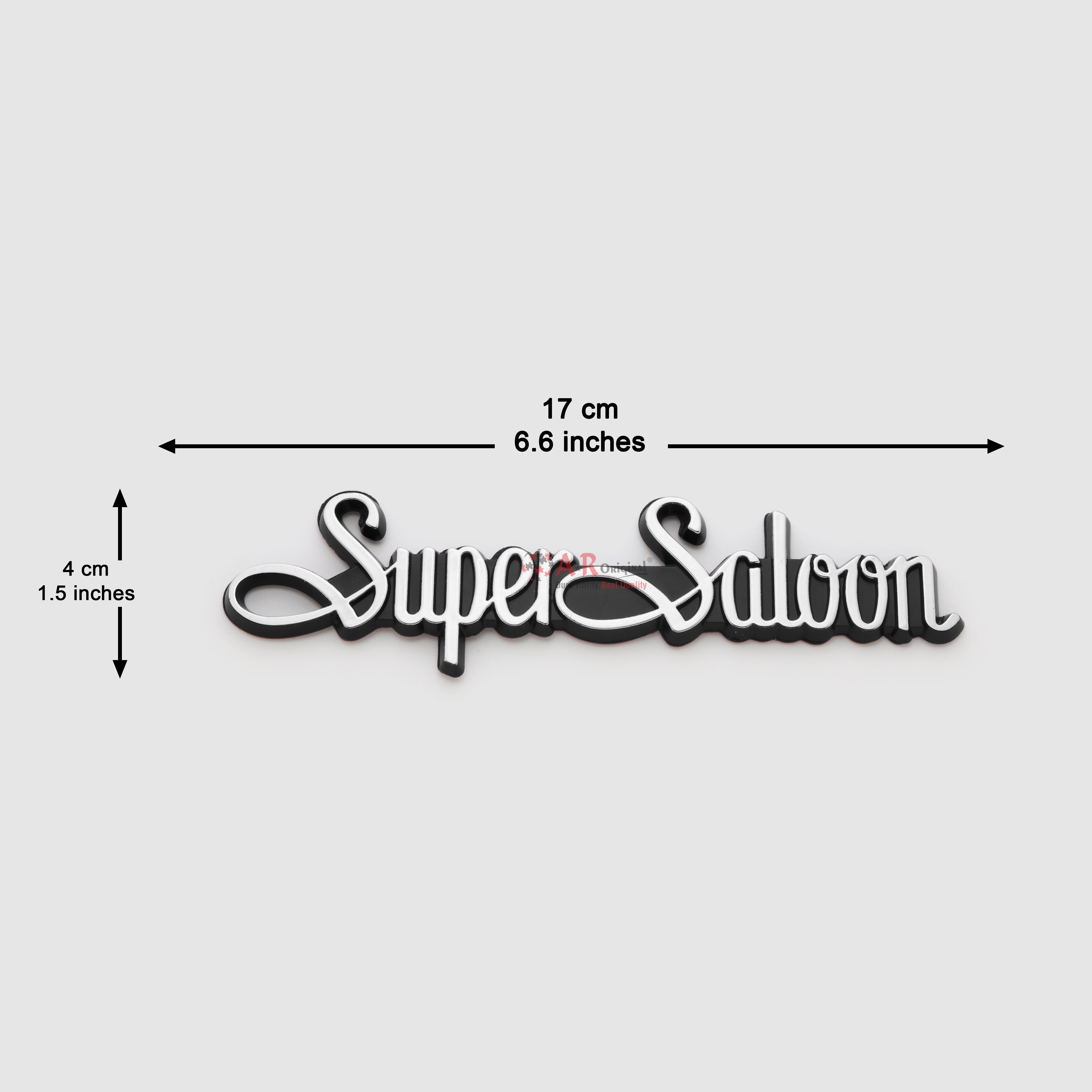 Super Saloon Emblem Crown 4x17cm Black Chrome IP Badge