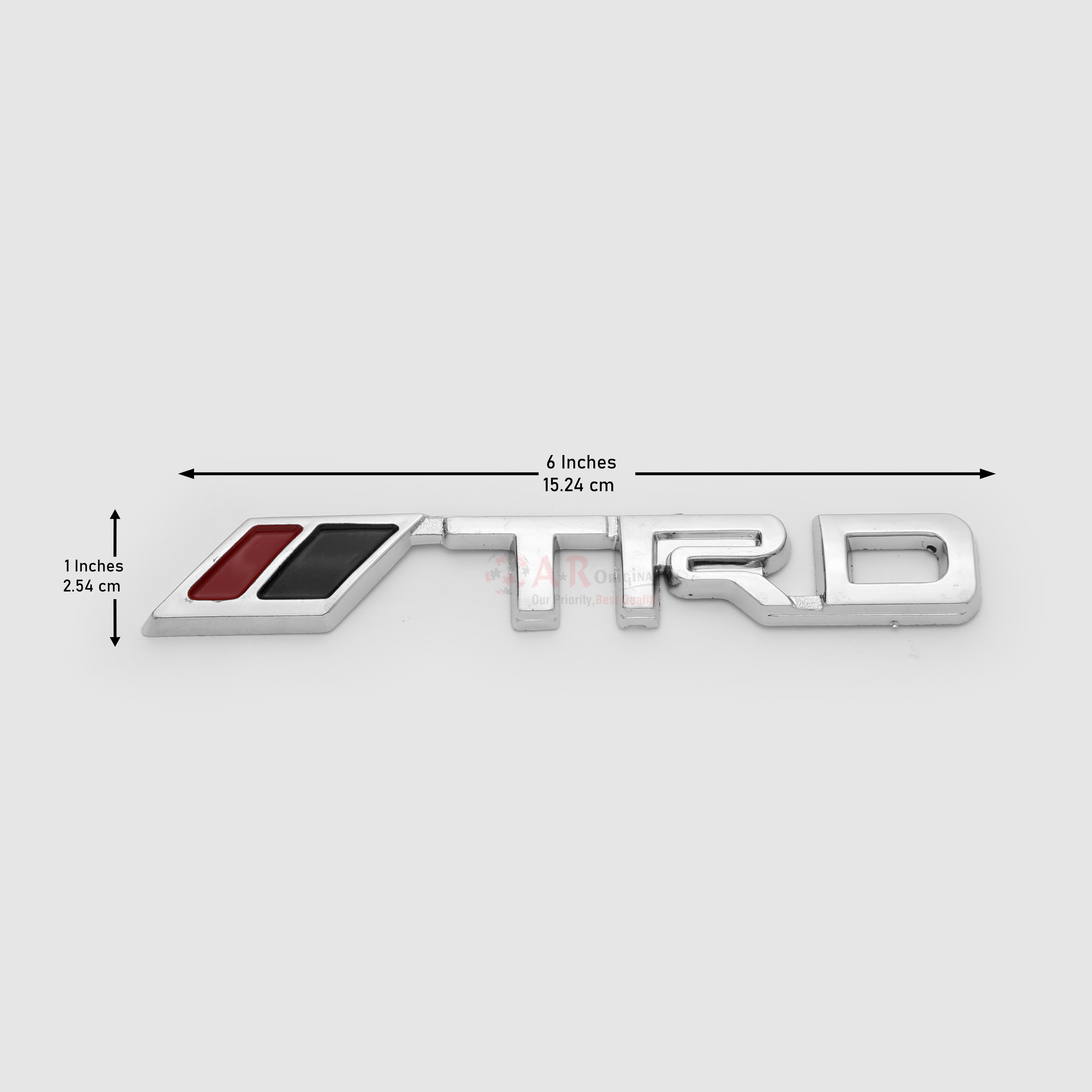 TRD Emblem 1x6inch-2.5x15cm Red Black Chrome LC Badge