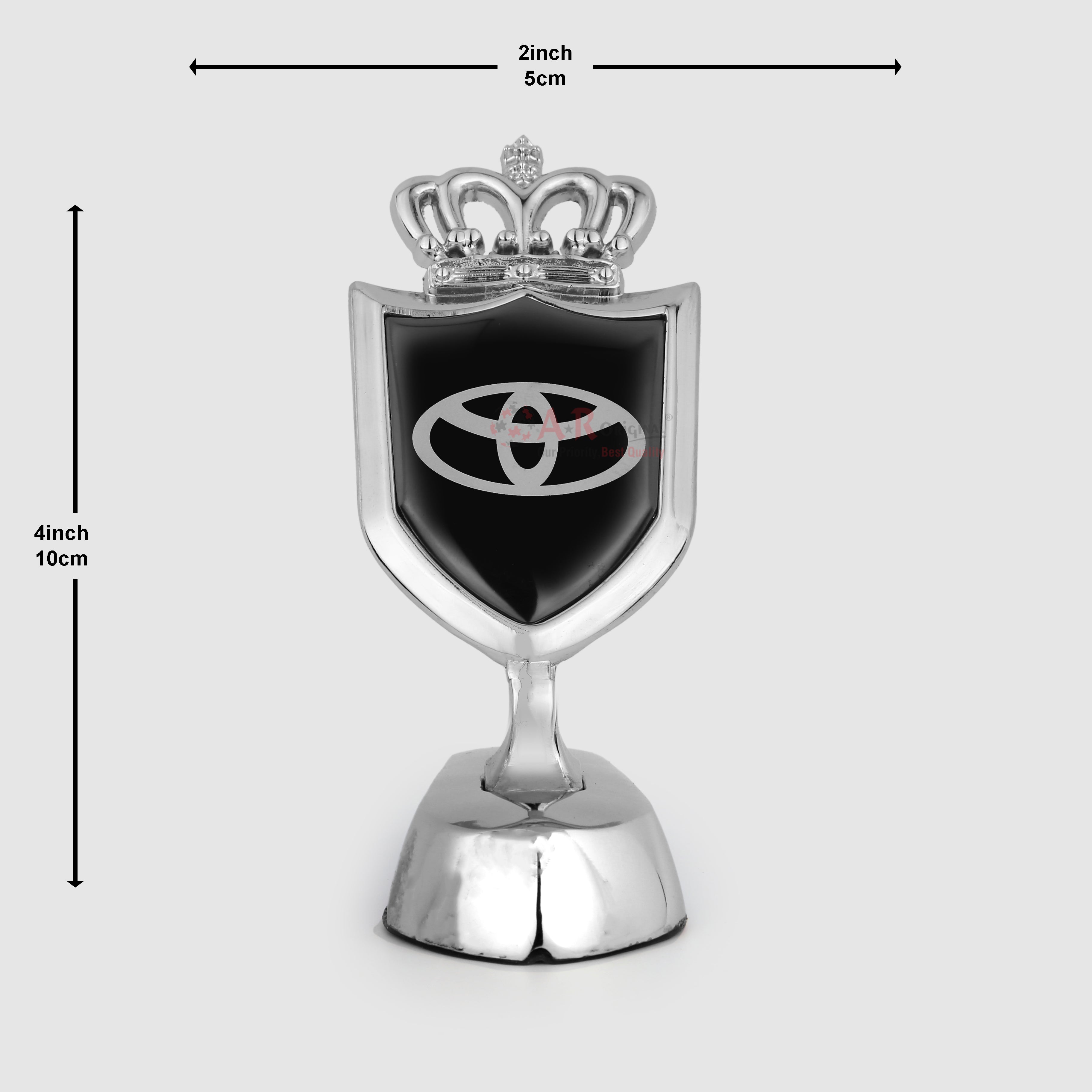 Toyota Crown Hood Logo 2x4inch-5x10cm Metal Bonnet Emblem Movable Heavy Black Chrome IP Badge
