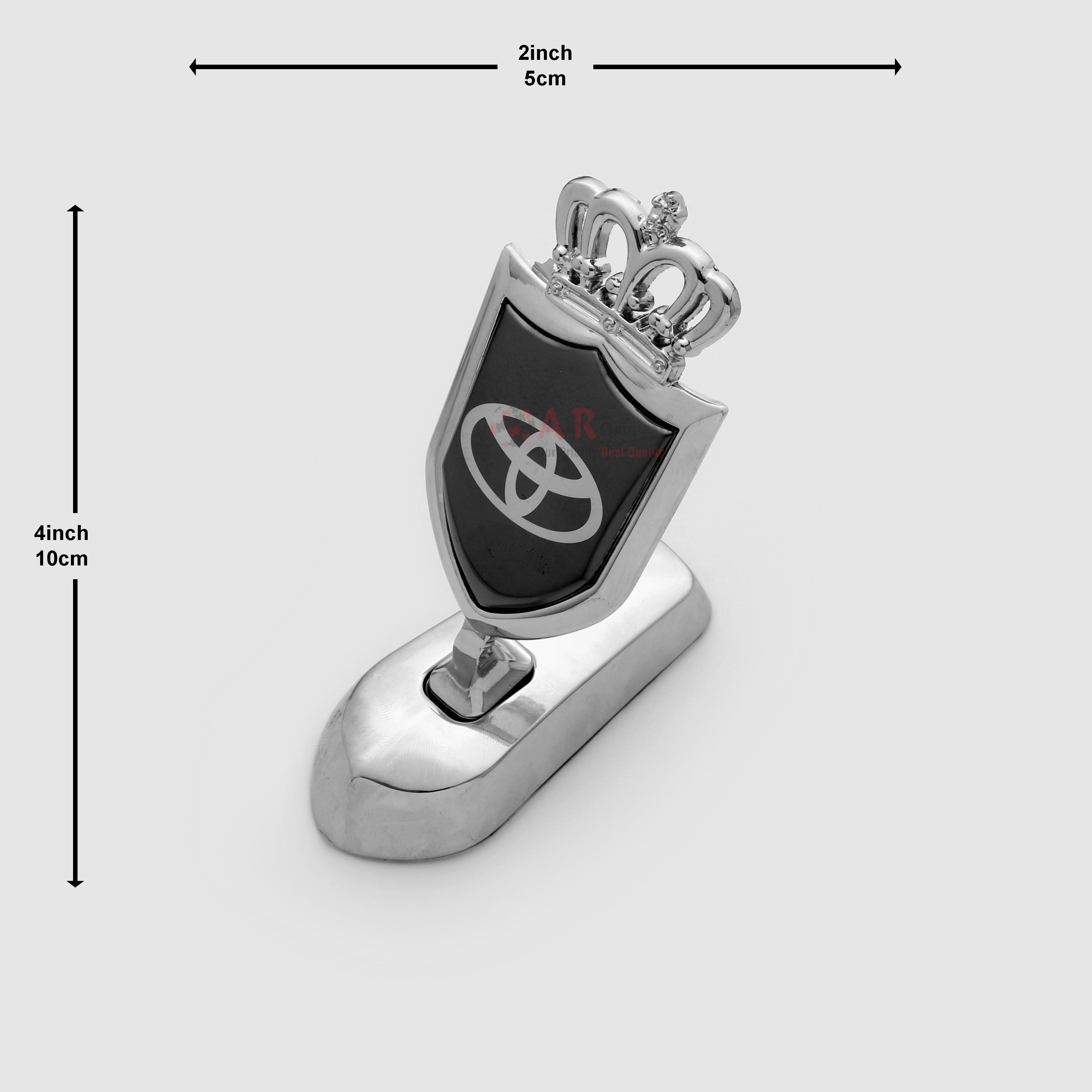 Toyota Crown Hood Logo 2x4inch-5x10cm Metal Bonnet Emblem Movable Heavy Black Chrome IP Badge