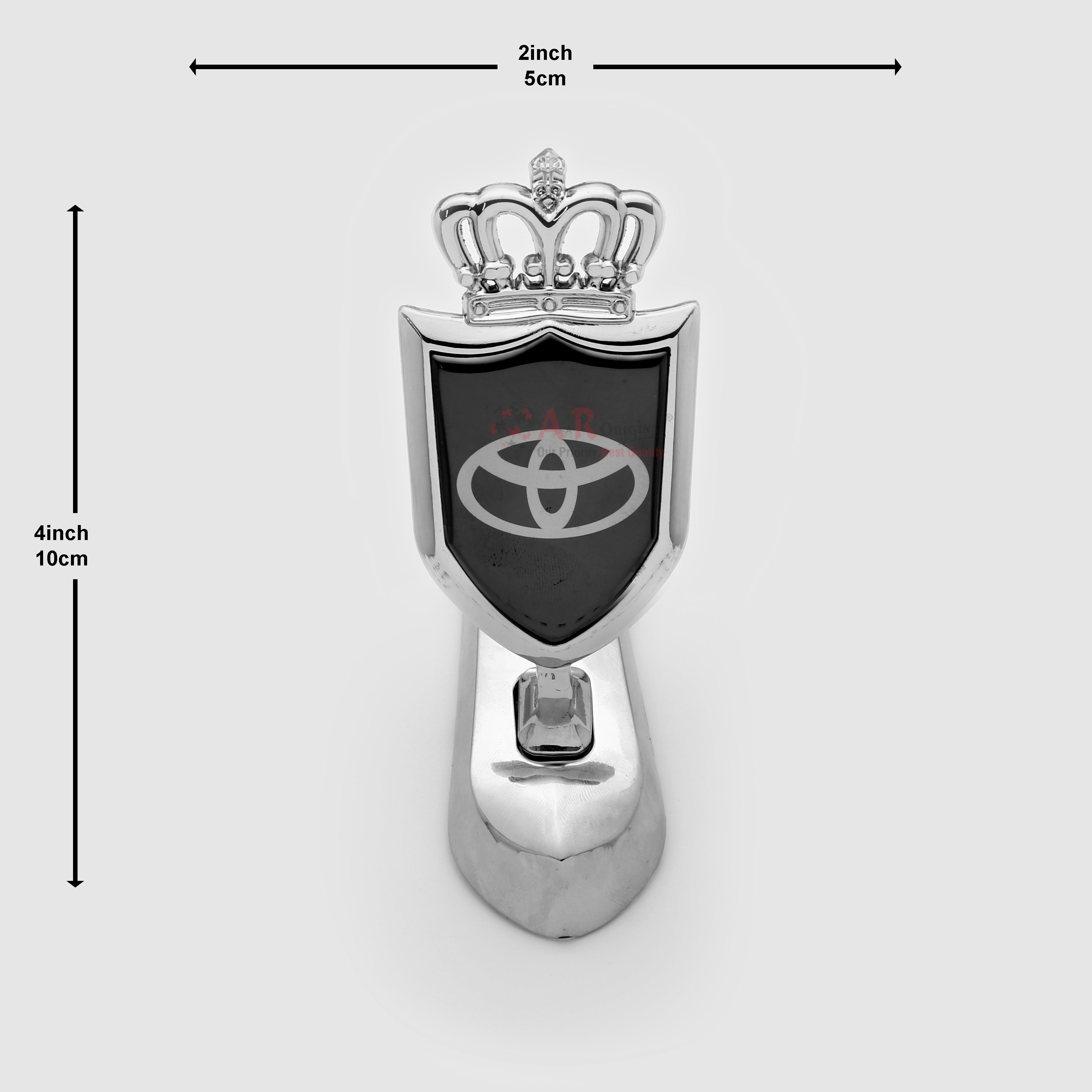 Toyota Crown Hood Logo 2x4inch-5x10cm Metal Bonnet Emblem Movable Heavy Black Chrome IP Badge