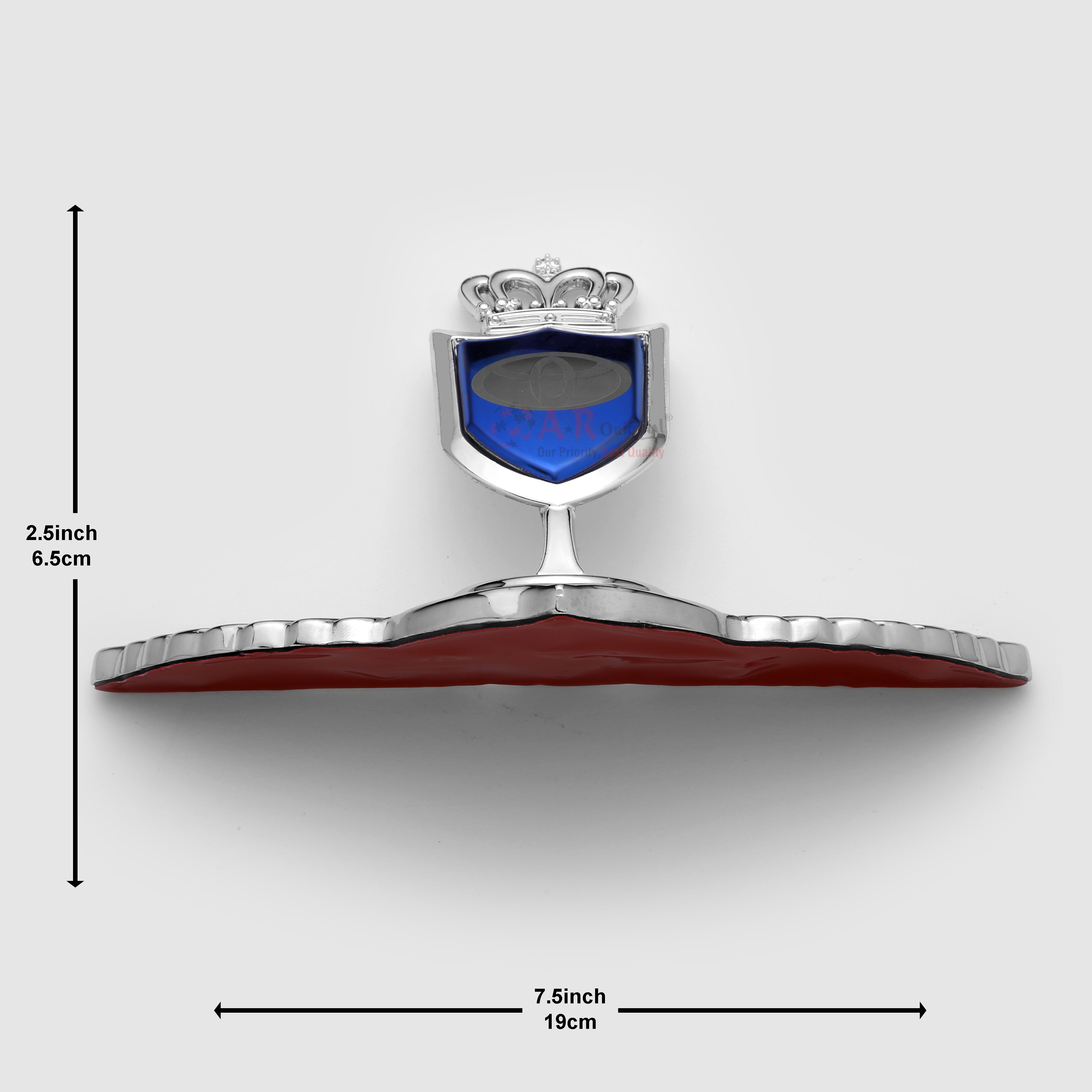 Toyota Crown Wing Hood Logo 2x4.5inch-5x11cm Metal Bonnet Emblem Movable Heavy Blue Chrome IP Badge