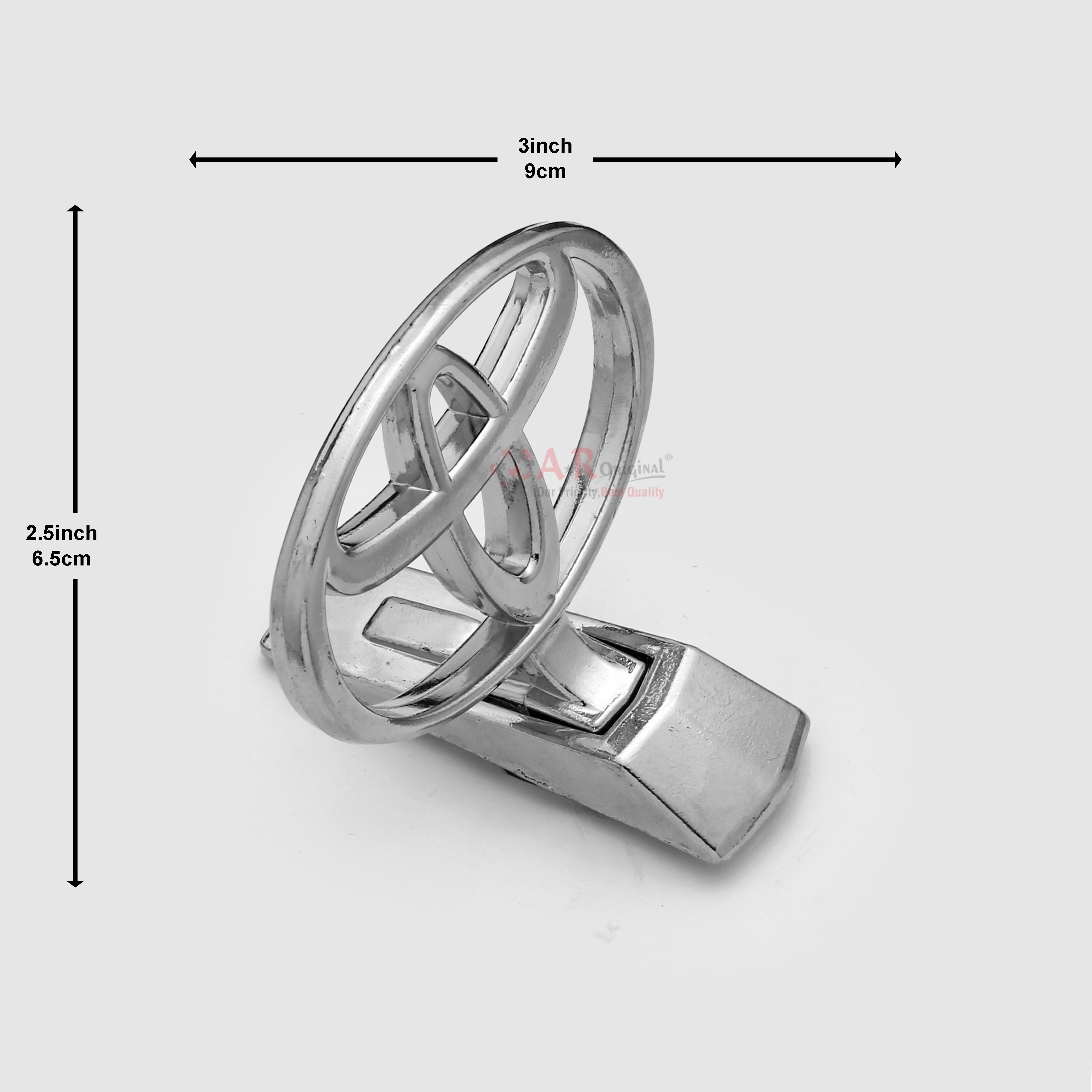 Toyota Hood Logo Hilux 1990's Model 2.5x3inch-6.5x9cm Bonnet Emblem Movable Spring Heavy Chrome IP Badge