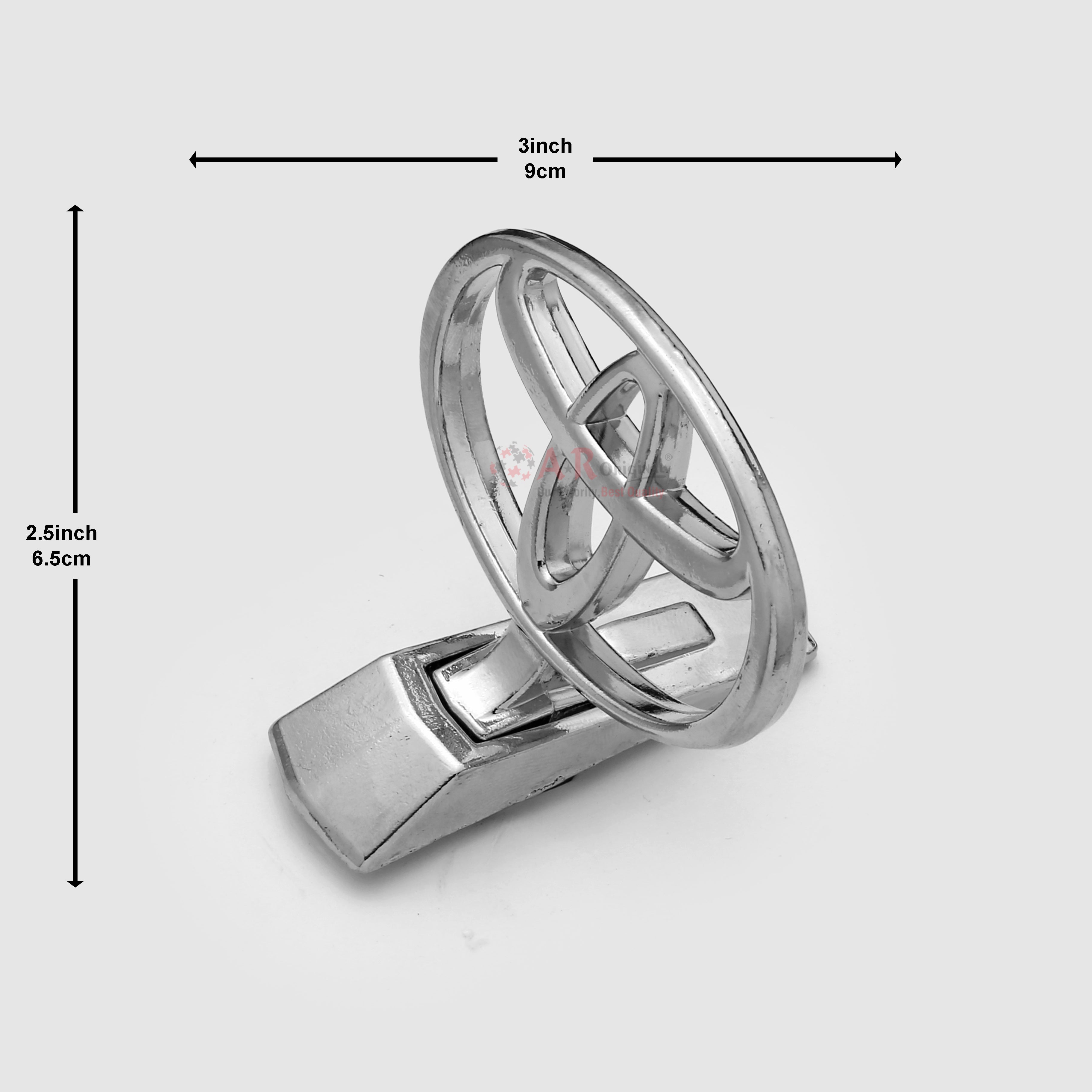 Toyota Hood Logo Hilux 1990's Model 2.5x3inch-6.5x9cm Bonnet Emblem Movable Spring Heavy Chrome IP Badge