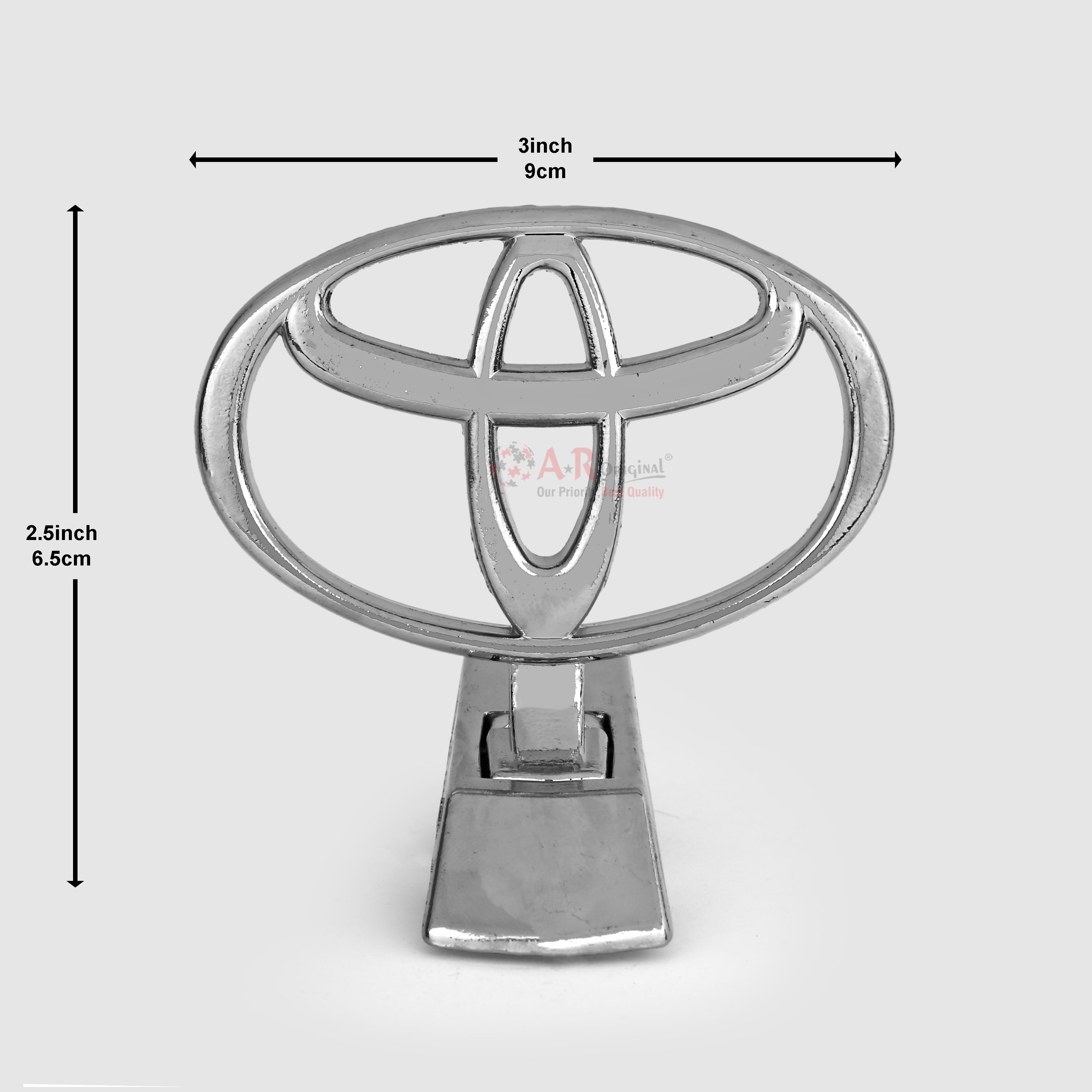 Toyota Hood Logo Hilux 1990's Model 2.5x3inch-6.5x9cm Bonnet Emblem Movable Spring Heavy Chrome IP Badge