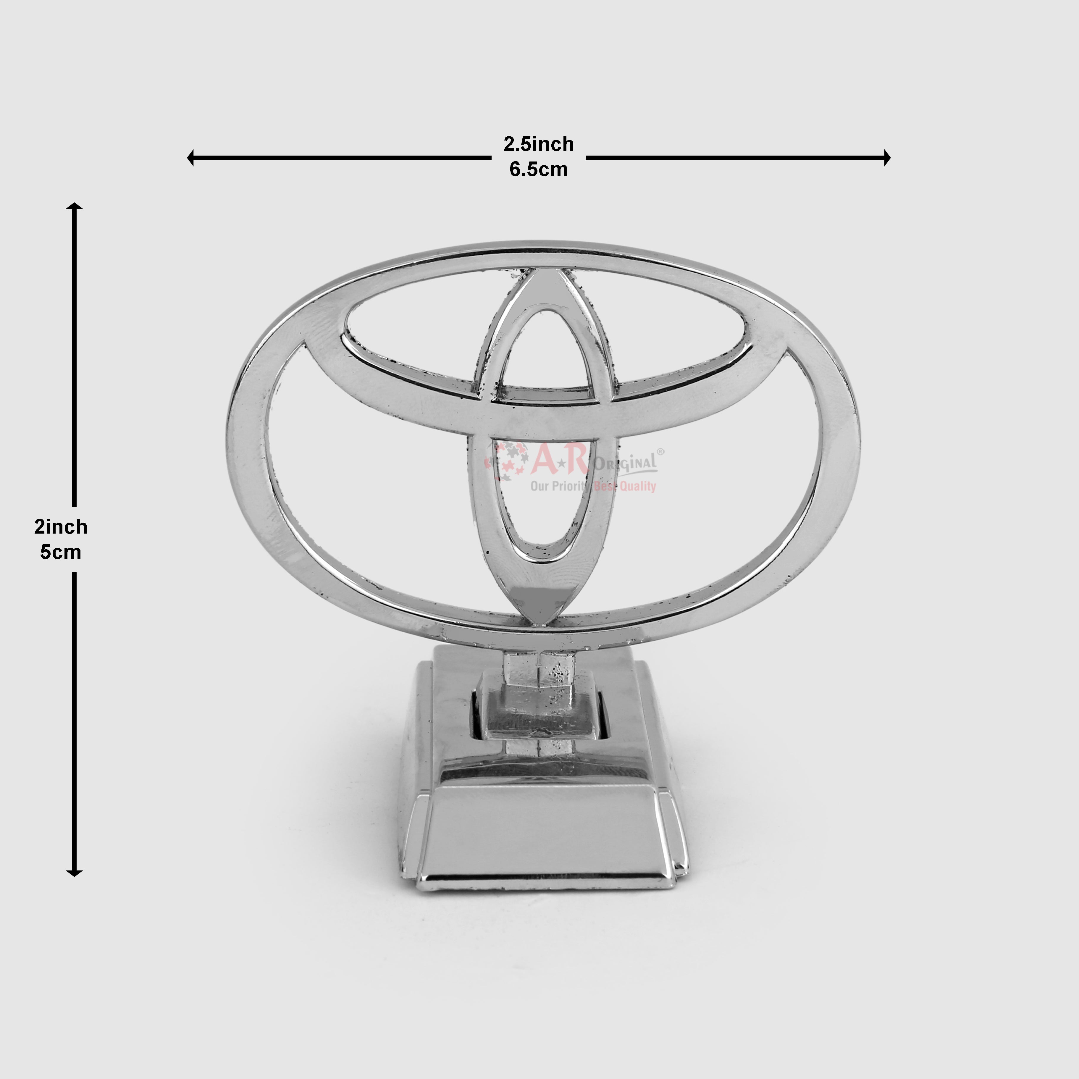 Toyota Hood Logo Hilux 2000 model 2x2.5inch-5x6.5cm Metal Bonnet Emblem Movable Spring Heavy Chrome IP Badge