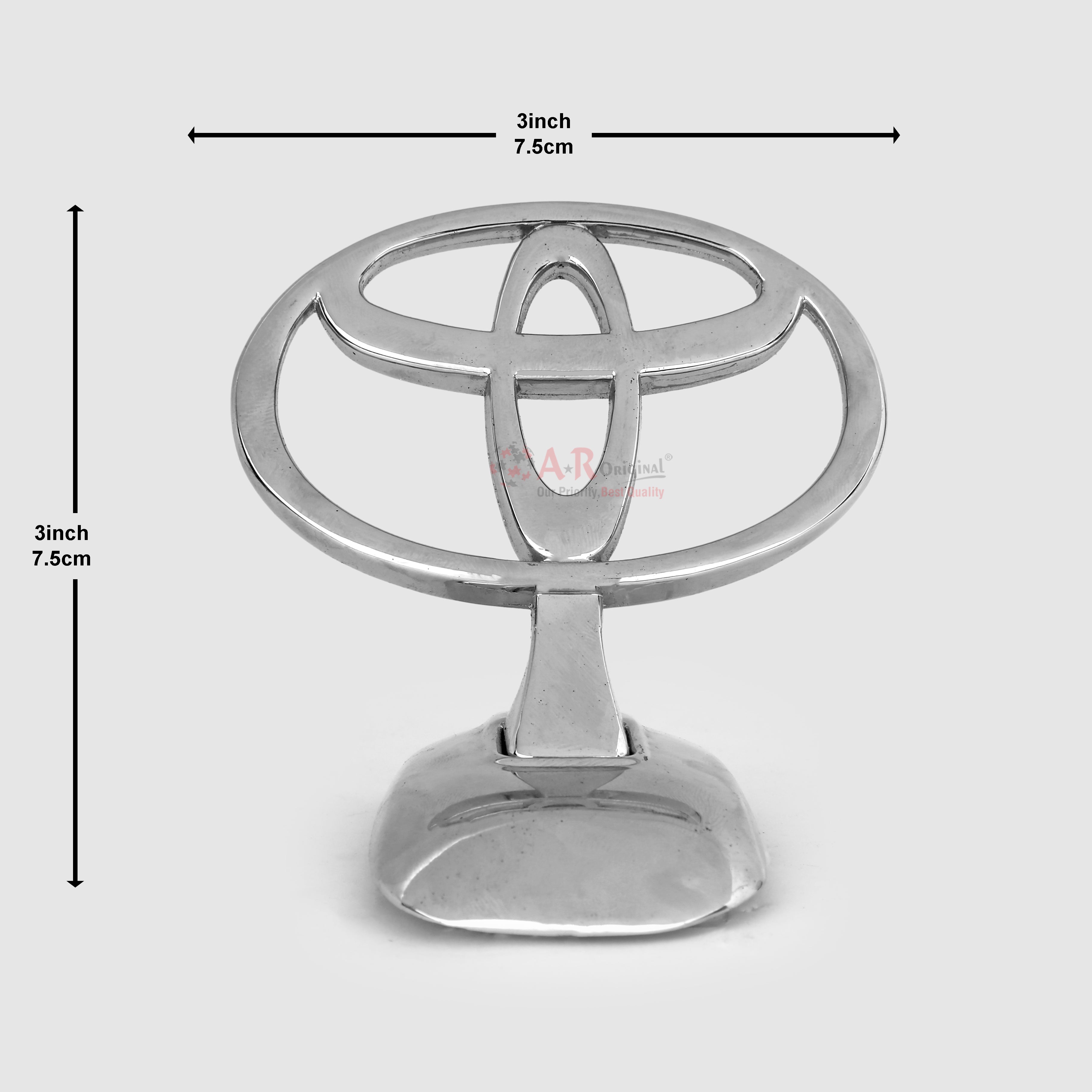 Toyota Hood Logo Land Cruiser Big Base 3x3inch-7.5x7.5cm Bonnet Emblem Movable Spring Heavy Chrome IP Badge