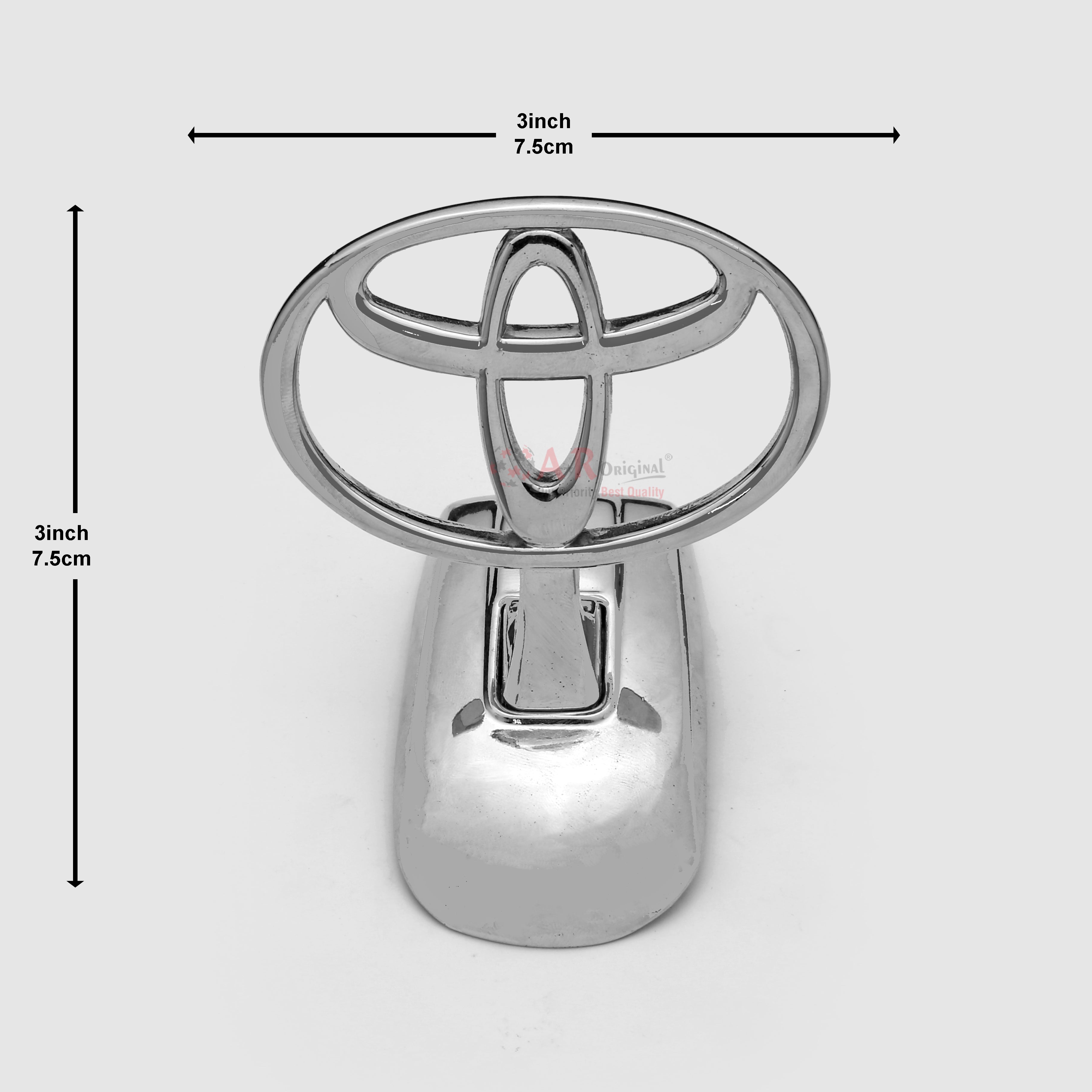 Toyota Hood Logo Land Cruiser Big Base 3x3inch-7.5x7.5cm Bonnet Emblem Movable Spring Heavy Chrome IP Badge