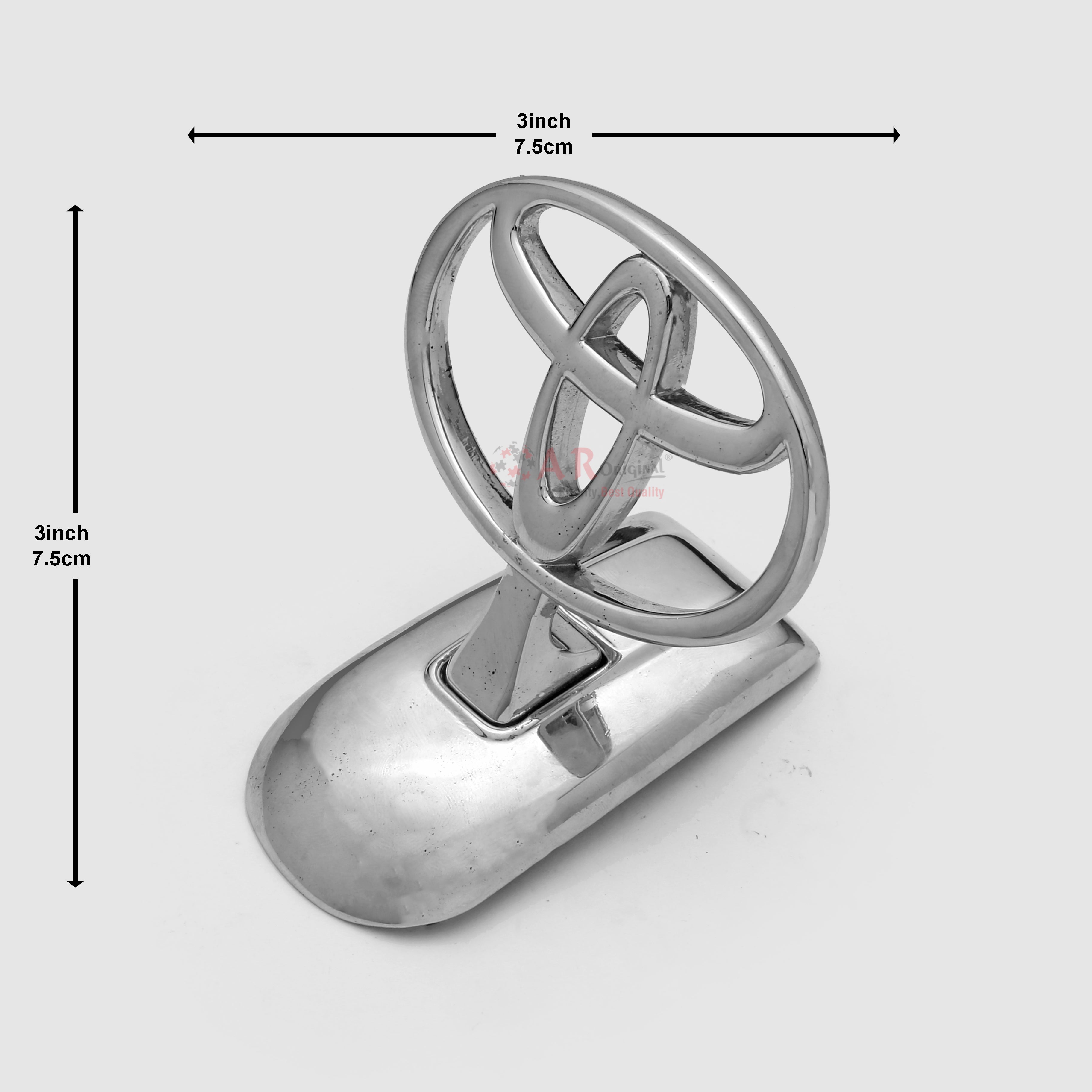 Toyota Hood Logo Land Cruiser Big Base 3x3inch-7.5x7.5cm Bonnet Emblem Movable Spring Heavy Chrome IP Badge