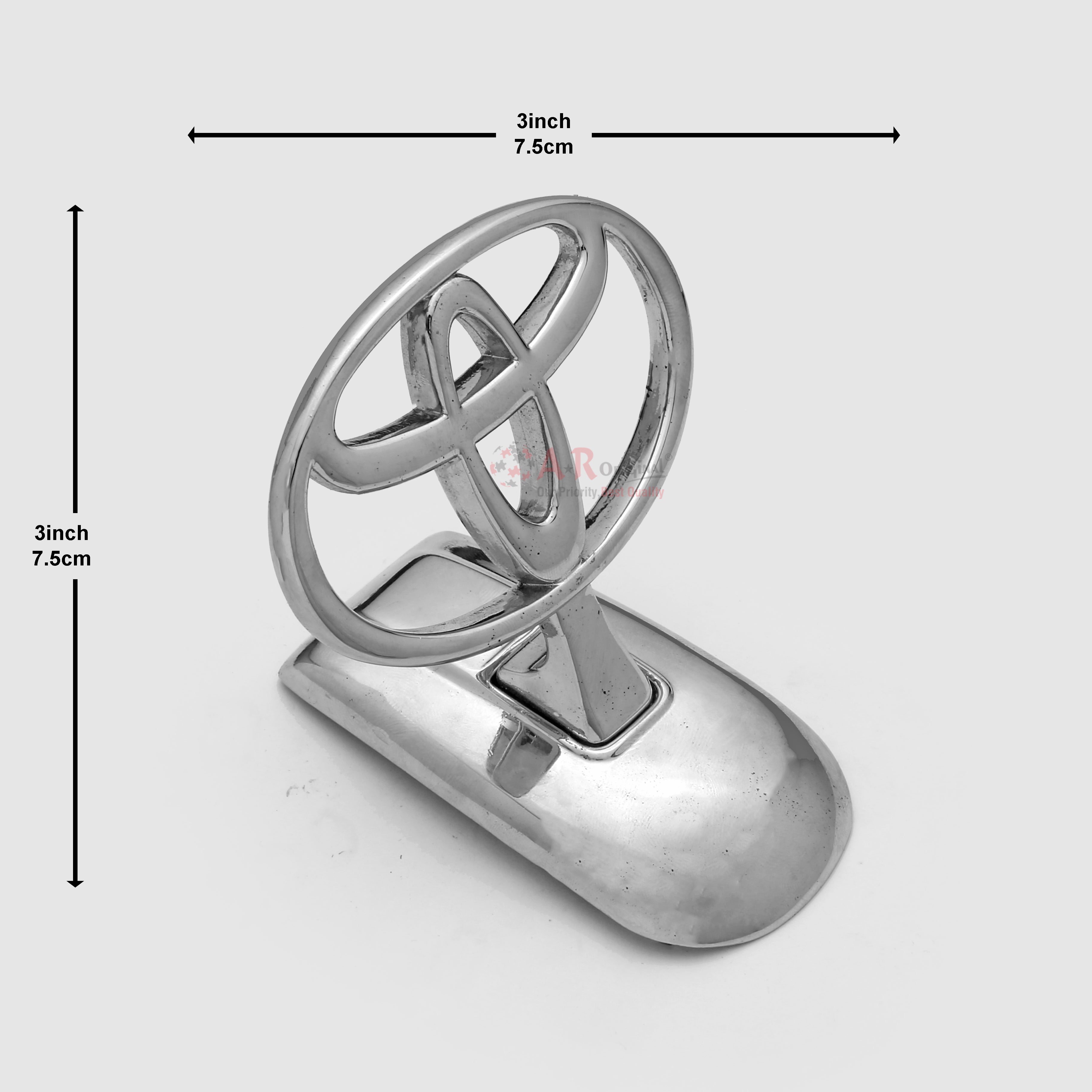 Toyota Hood Logo Land Cruiser Big Base 3x3inch-7.5x7.5cm Bonnet Emblem Movable Spring Heavy Chrome IP Badge