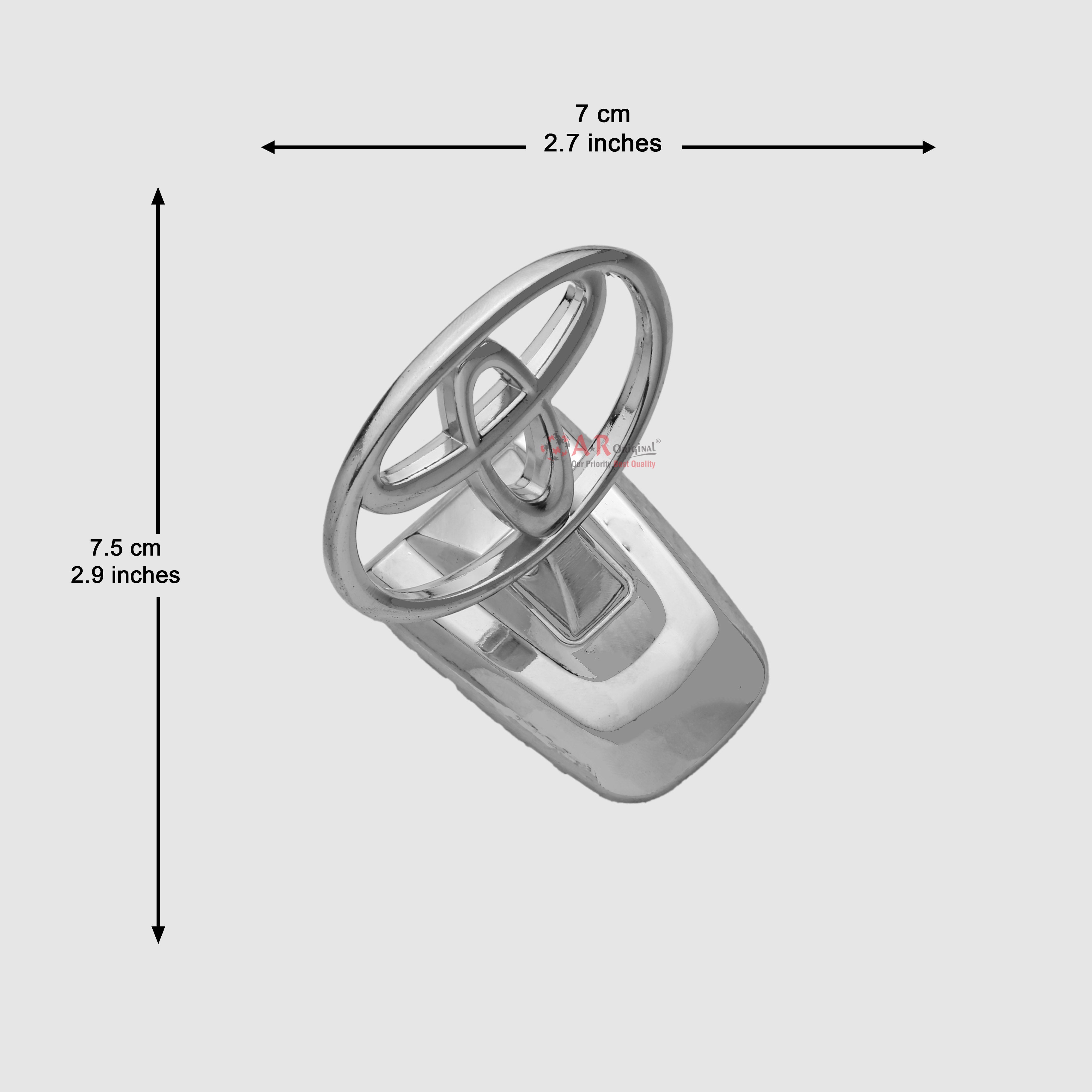 Toyota Hood Logo Land Cruiser Short Base 2.8x3inch-7x7.5cm Bonnet Emblem Movable Spring Heavy Chrome IP Badge