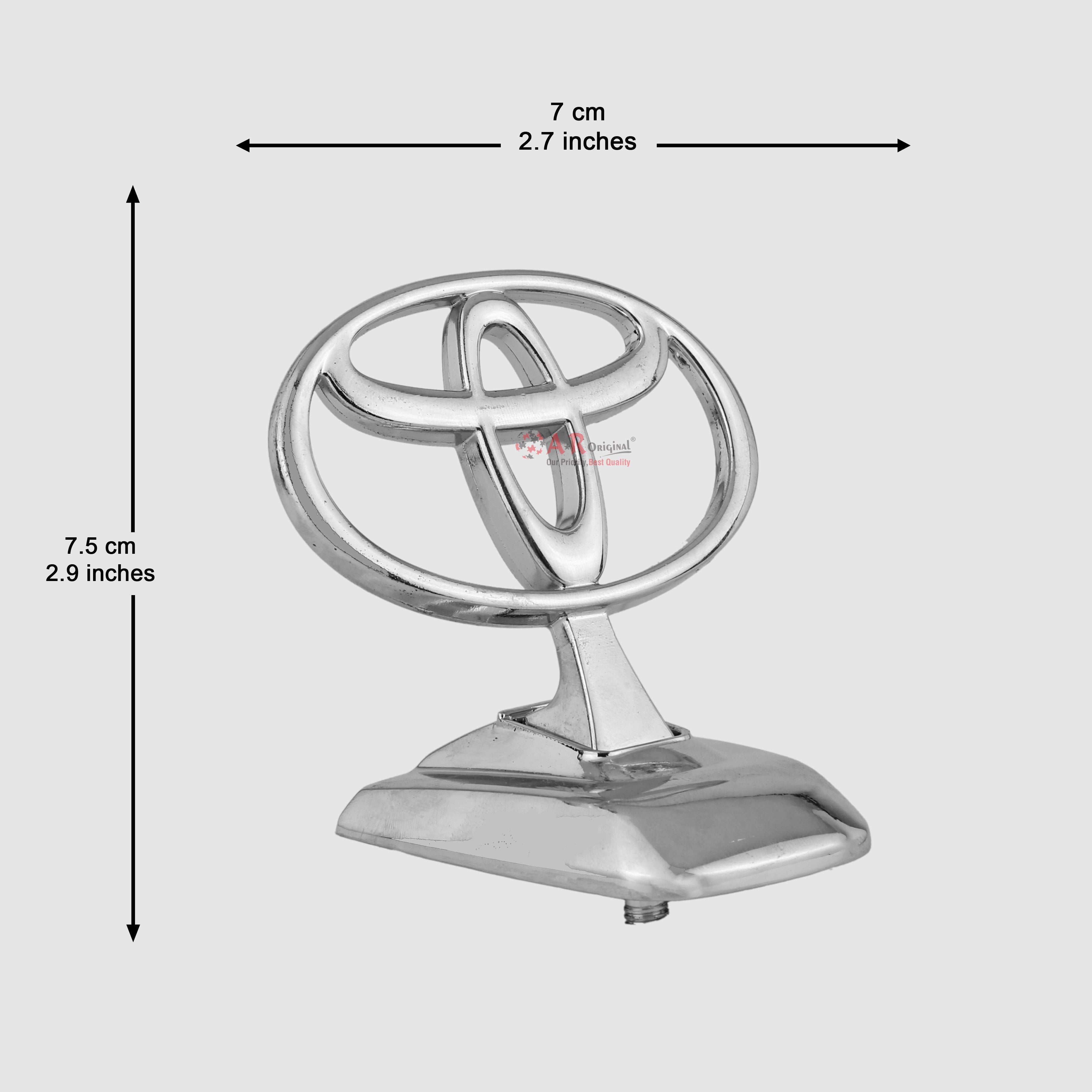 Toyota Hood Logo Land Cruiser Short Base 2.8x3inch-7x7.5cm Bonnet Emblem Movable Spring Heavy Chrome IP Badge