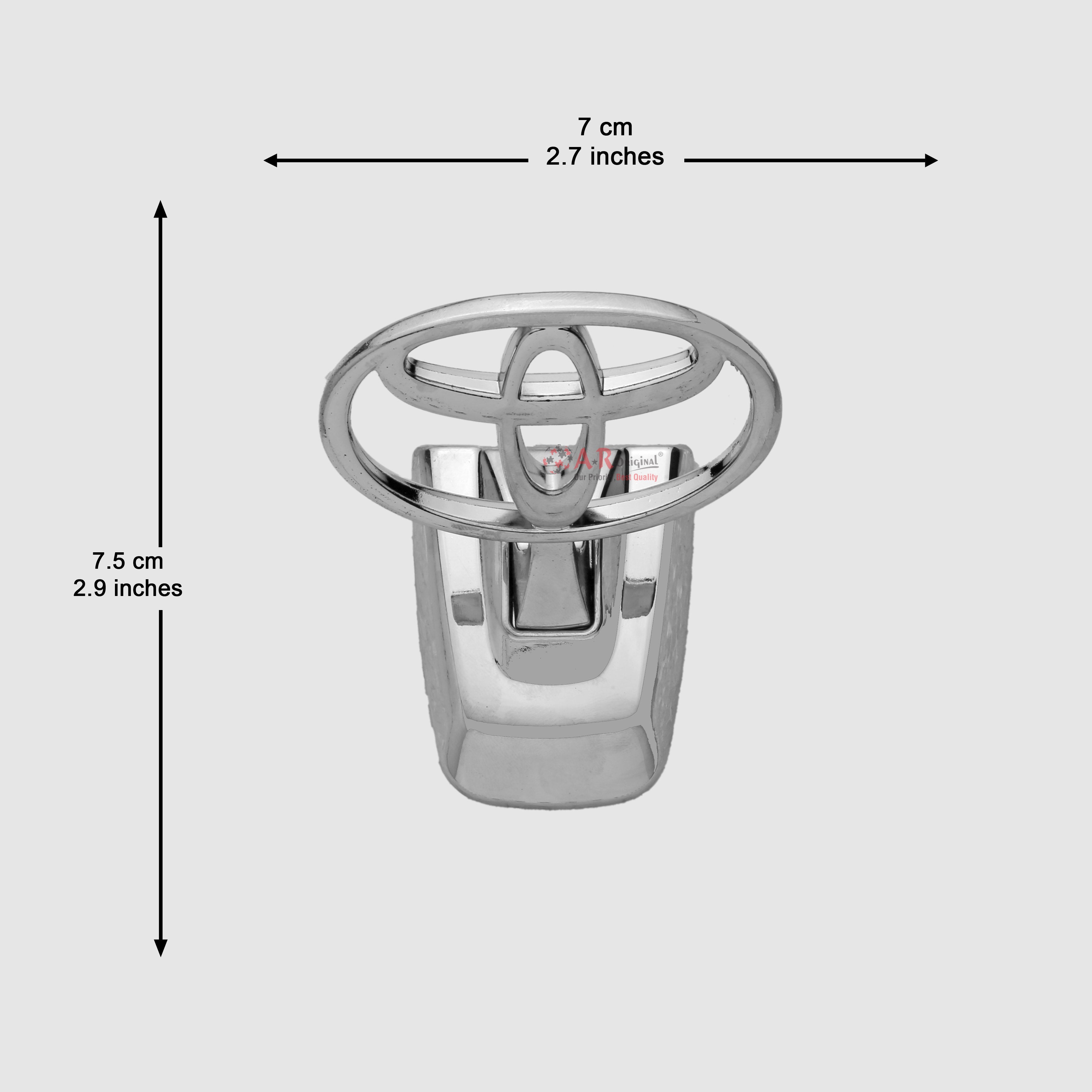 Toyota Hood Logo Land Cruiser Short Base 2.8x3inch-7x7.5cm Bonnet Emblem Movable Spring Heavy Chrome IP Badge