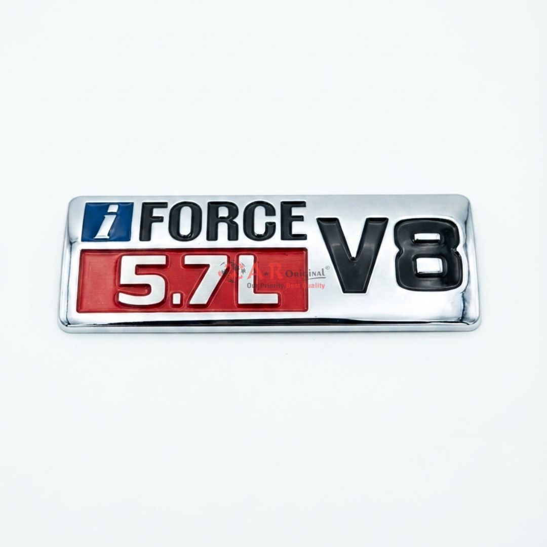 Toyota IFORCE 5.7L V8 Badge Side Red Emblem 6x16.5cm Chrome IP Badge