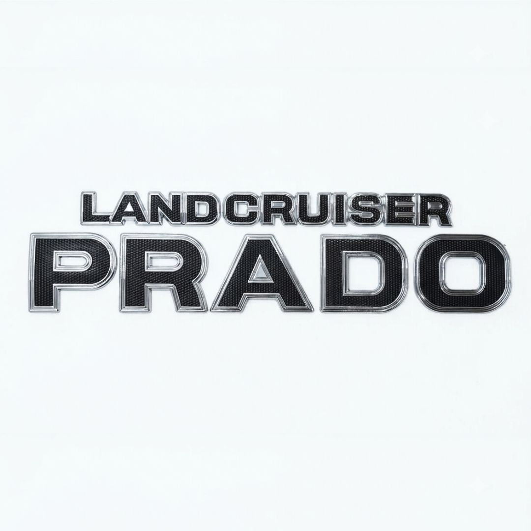 Toyota Land Cruiser Prado Black Dotted Emblem 10.8x42cm Chrome IP Badge