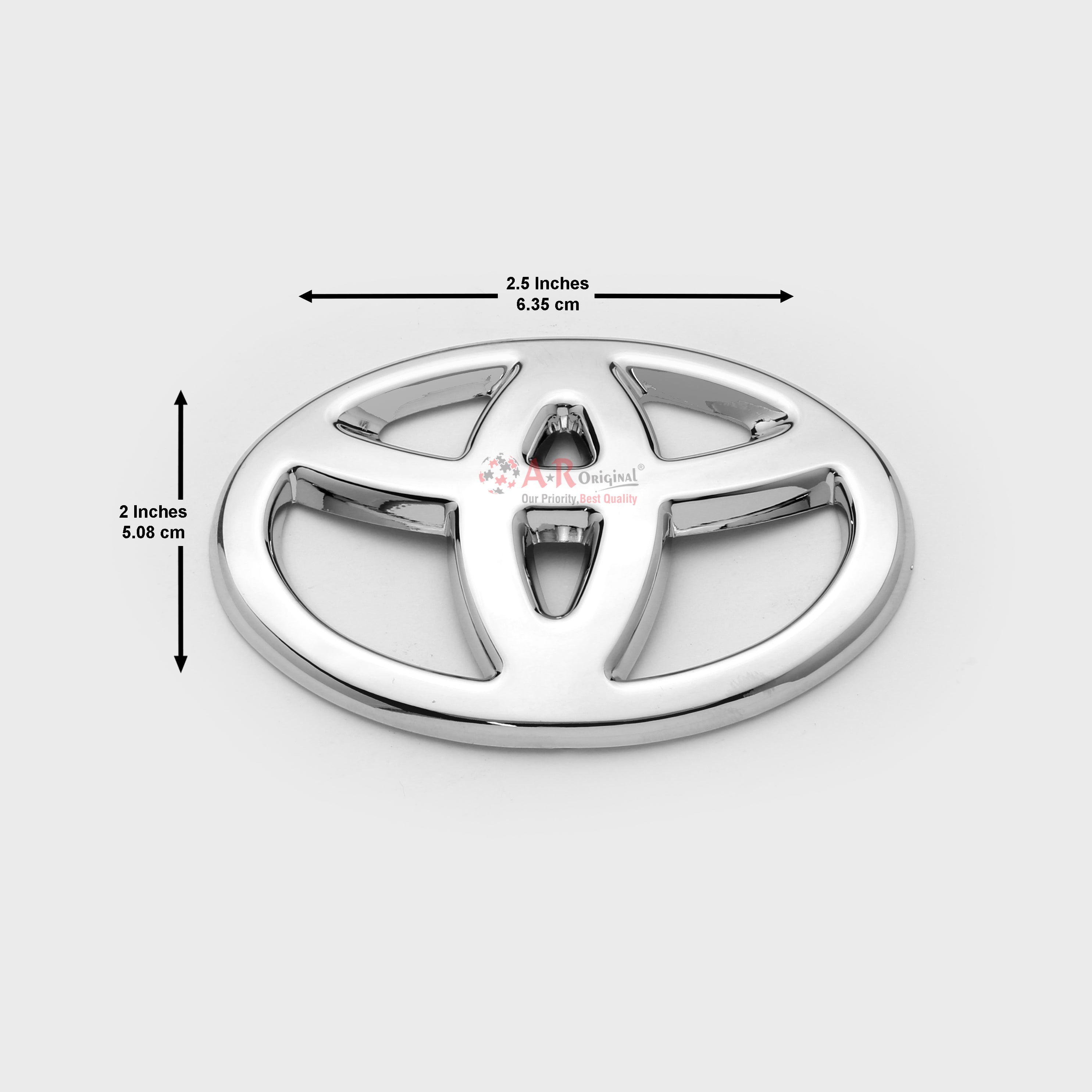 Toyota Logo 1.5x2.5inch-4x6.5cm Big Steering Chrome IP Badge