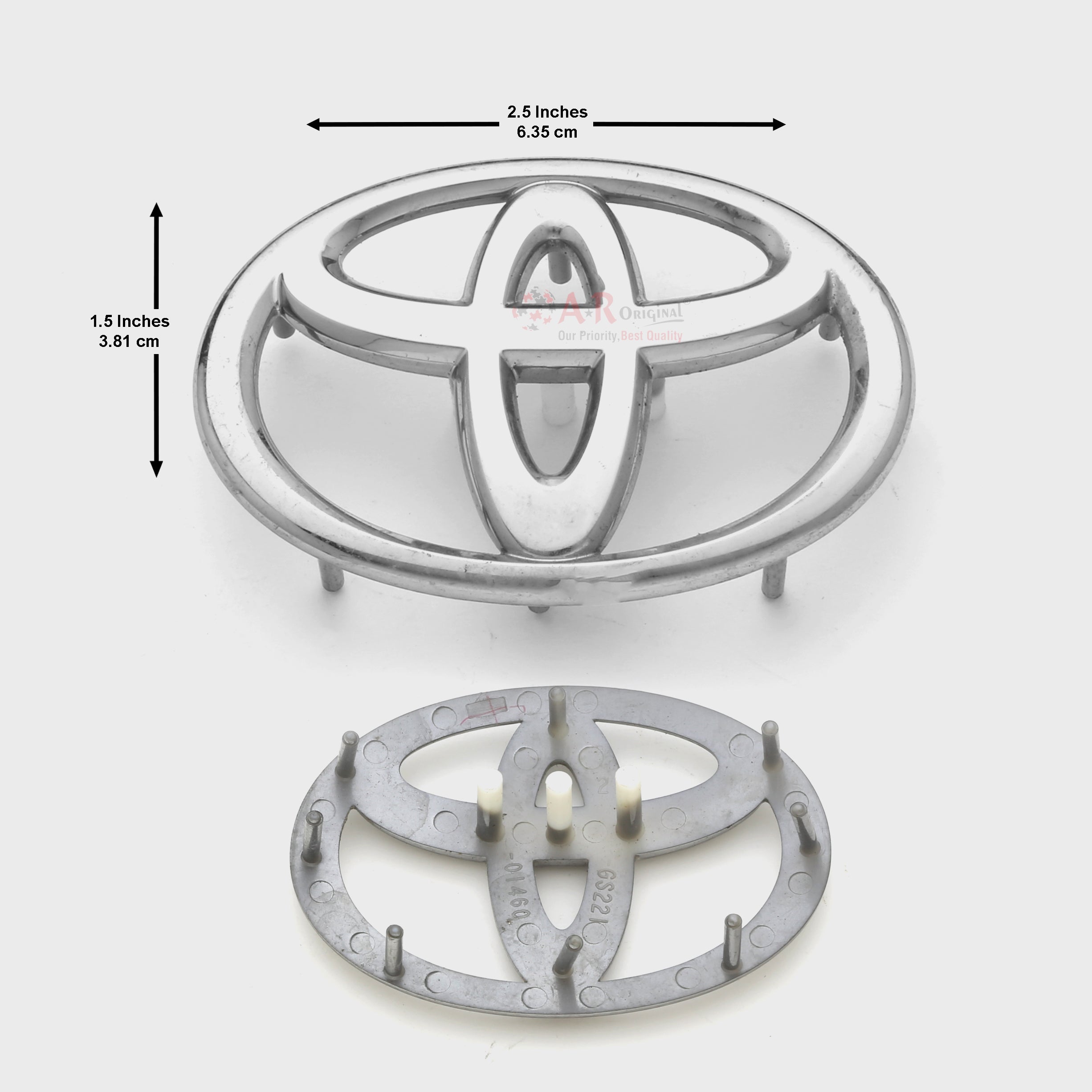 Toyota Logo 1.5x2.5inch-4x6.5cm Steering Big Logo Genuine Soft Glue Chrome IP Badge