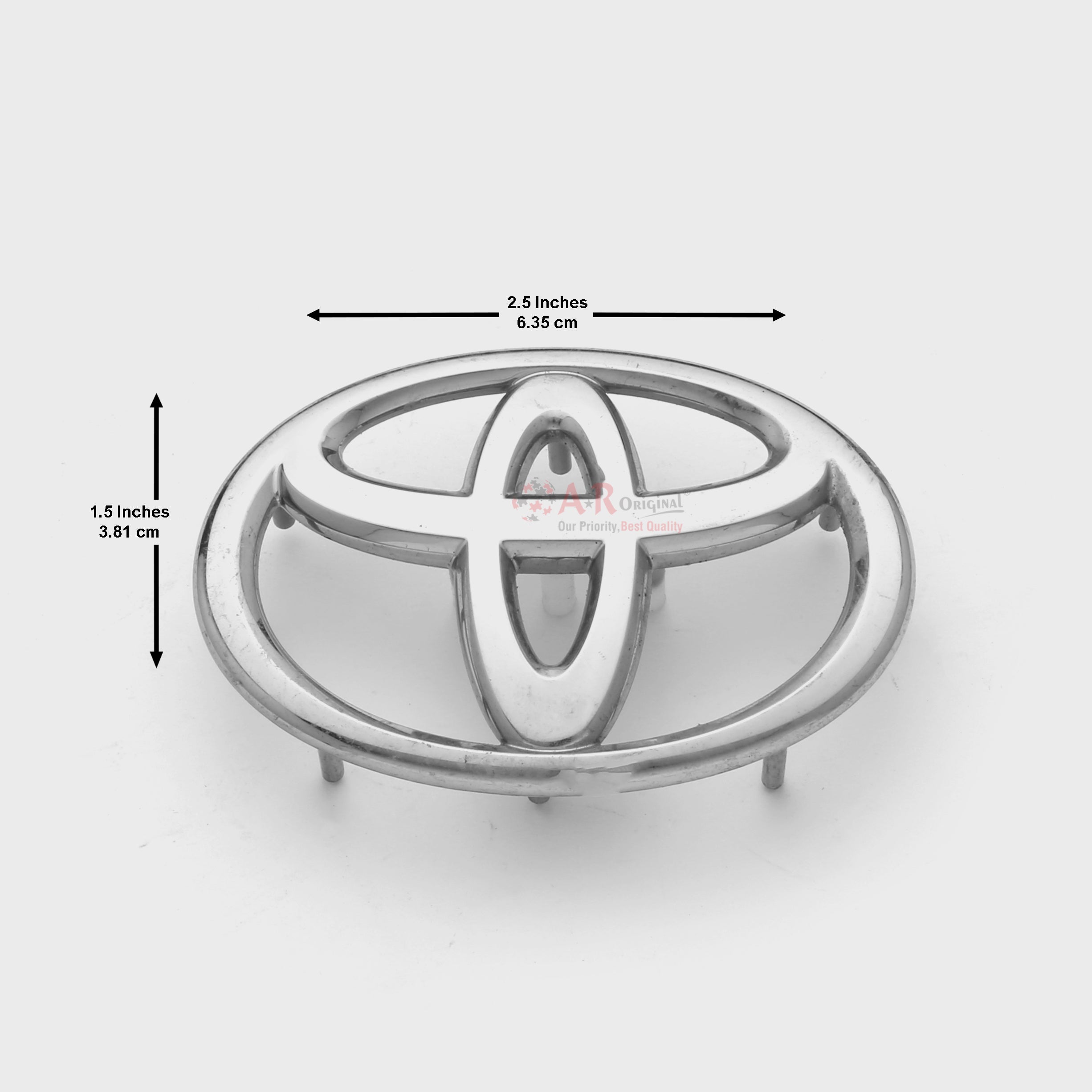 Toyota Logo 1.5x2.5inch-4x6.5cm Steering Big Logo Genuine Soft Glue Chrome IP Badge