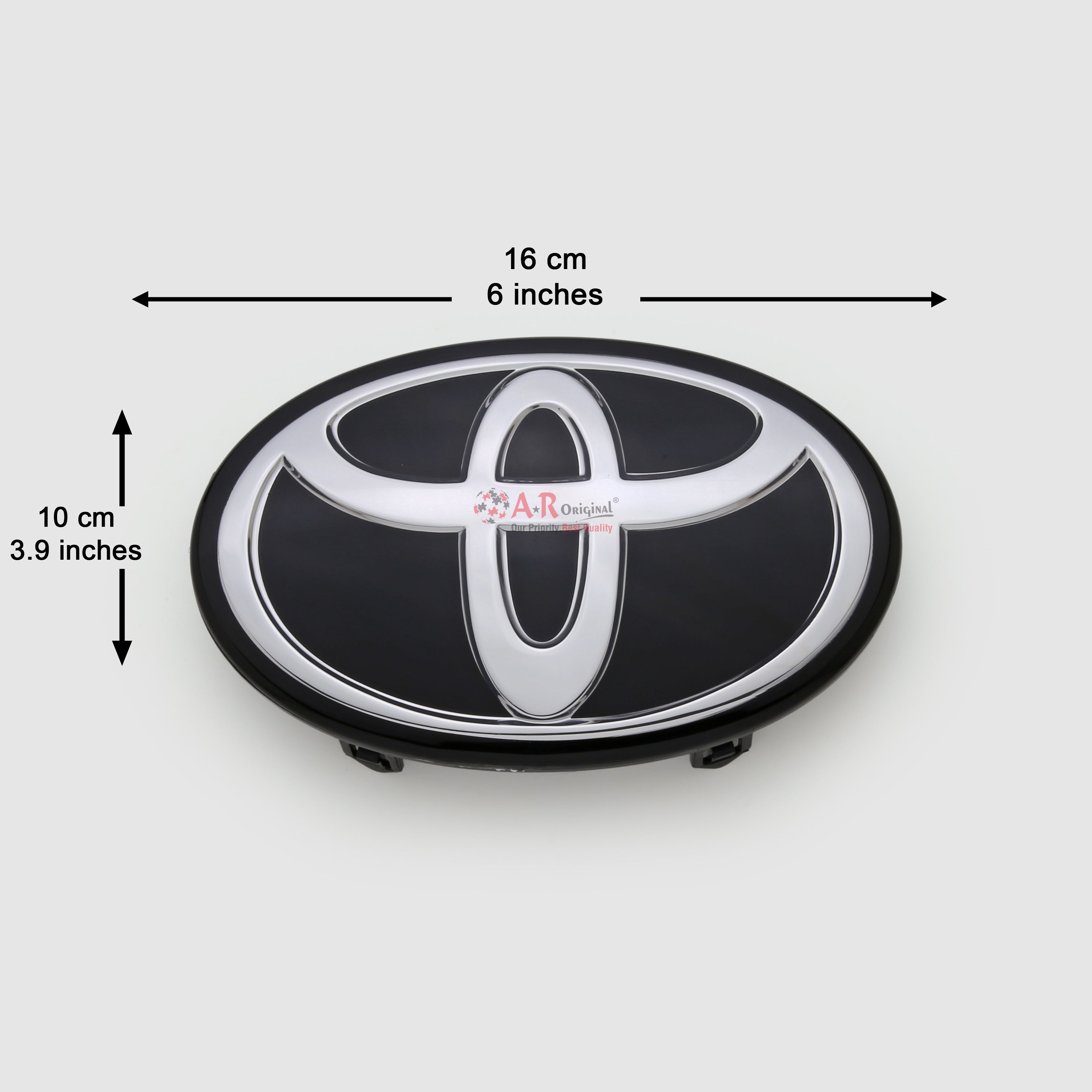 Toyota Logo 10x16cm Grill Fit Glass Black Chrome IP Badge